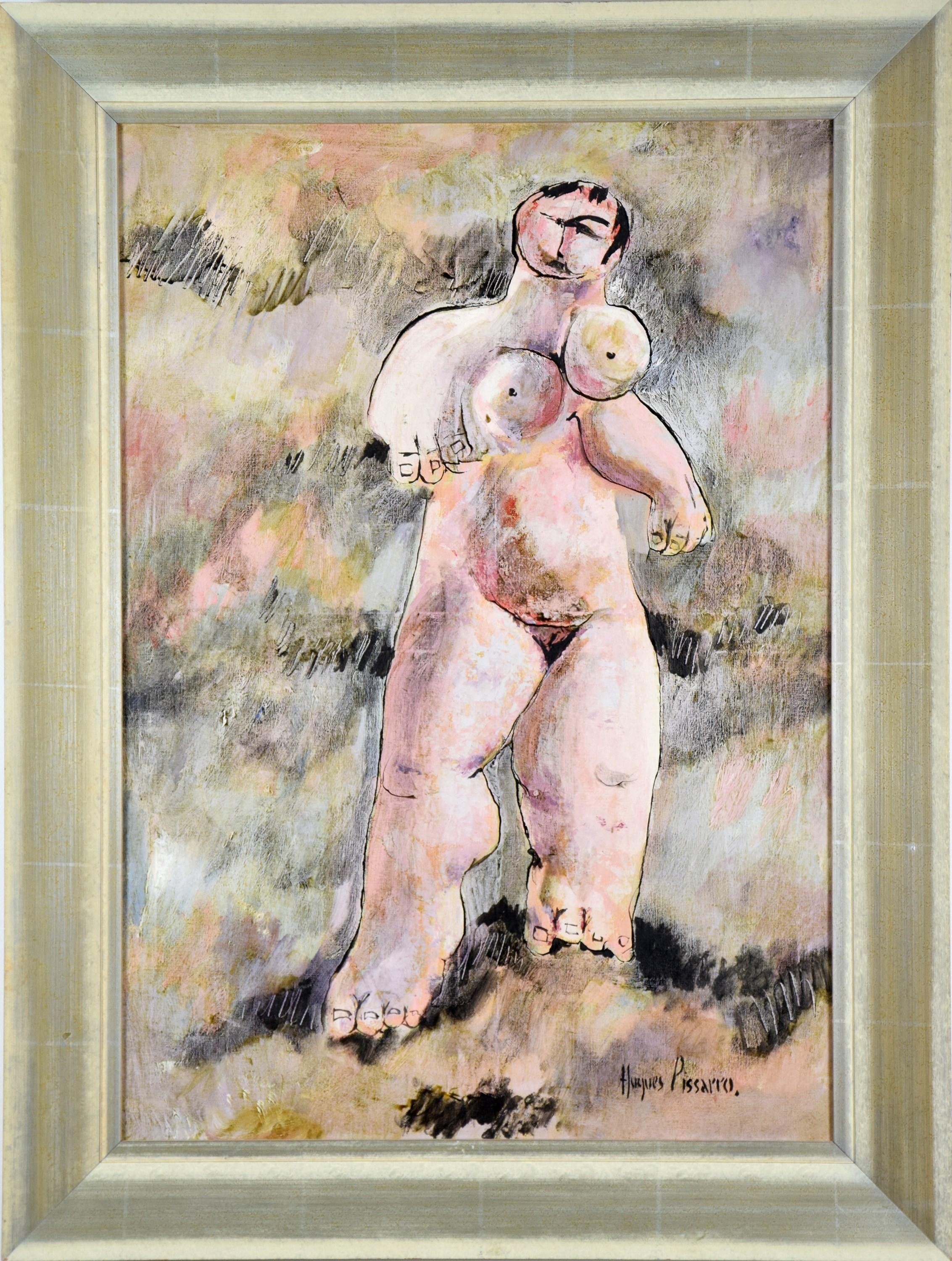 Nu Debout, Öl auf leinwand Gemälde von Hugues Pissarro dit Pomié – Painting von Hugues Claude Pissarro
