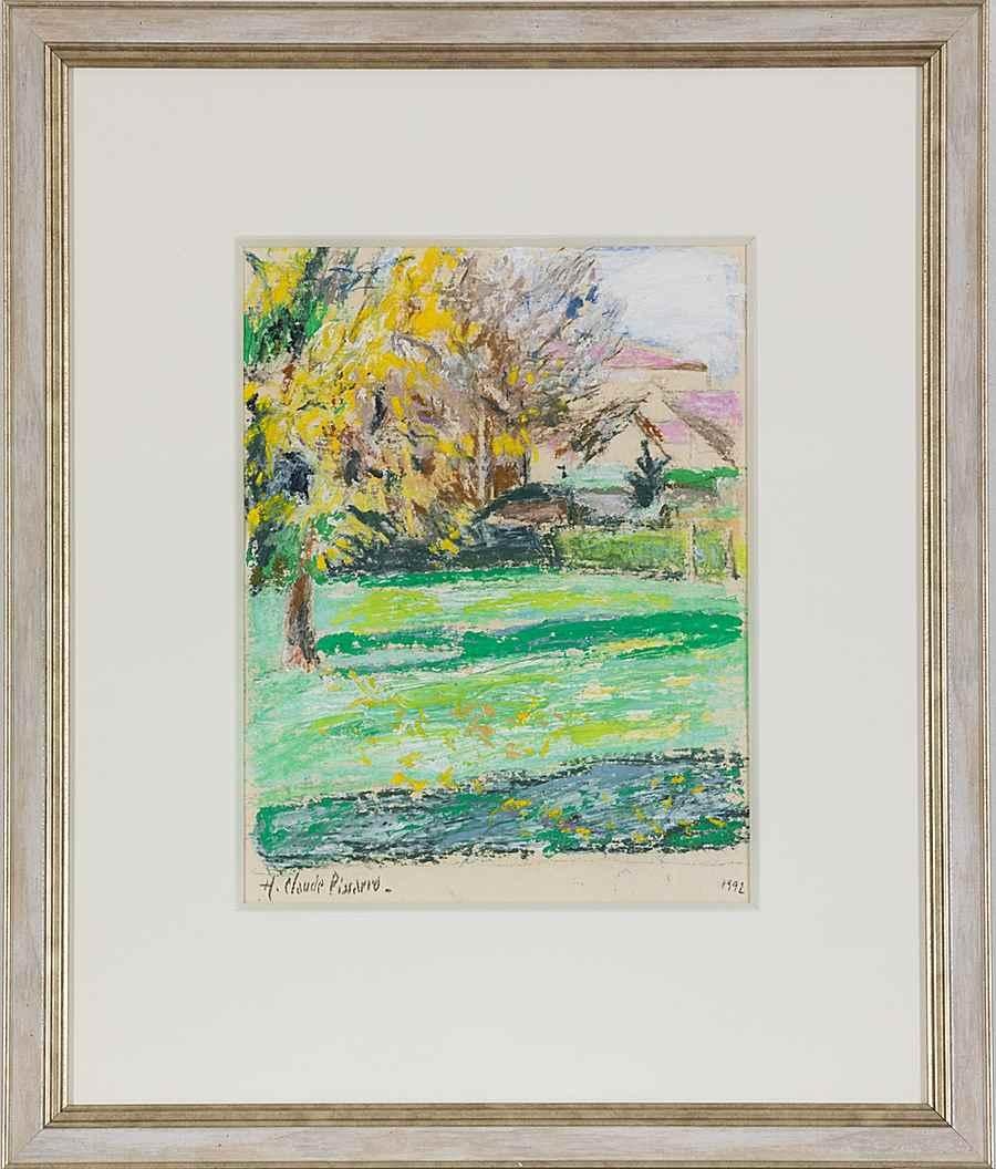 *UK BUYERS WILL PAY AN ADDITIONAL 20% VAT ON TOP OF THE ABOVE PRICE

Paysage by Hugues Pissarro dit Pomié (B. 1935)
Oil on paper
31 x 23.7 cm (12 ¹/₄ x 9 ³/₈ inches)
Signed lower left H. Claude Pissarro and dated 1992 lower right

This work is