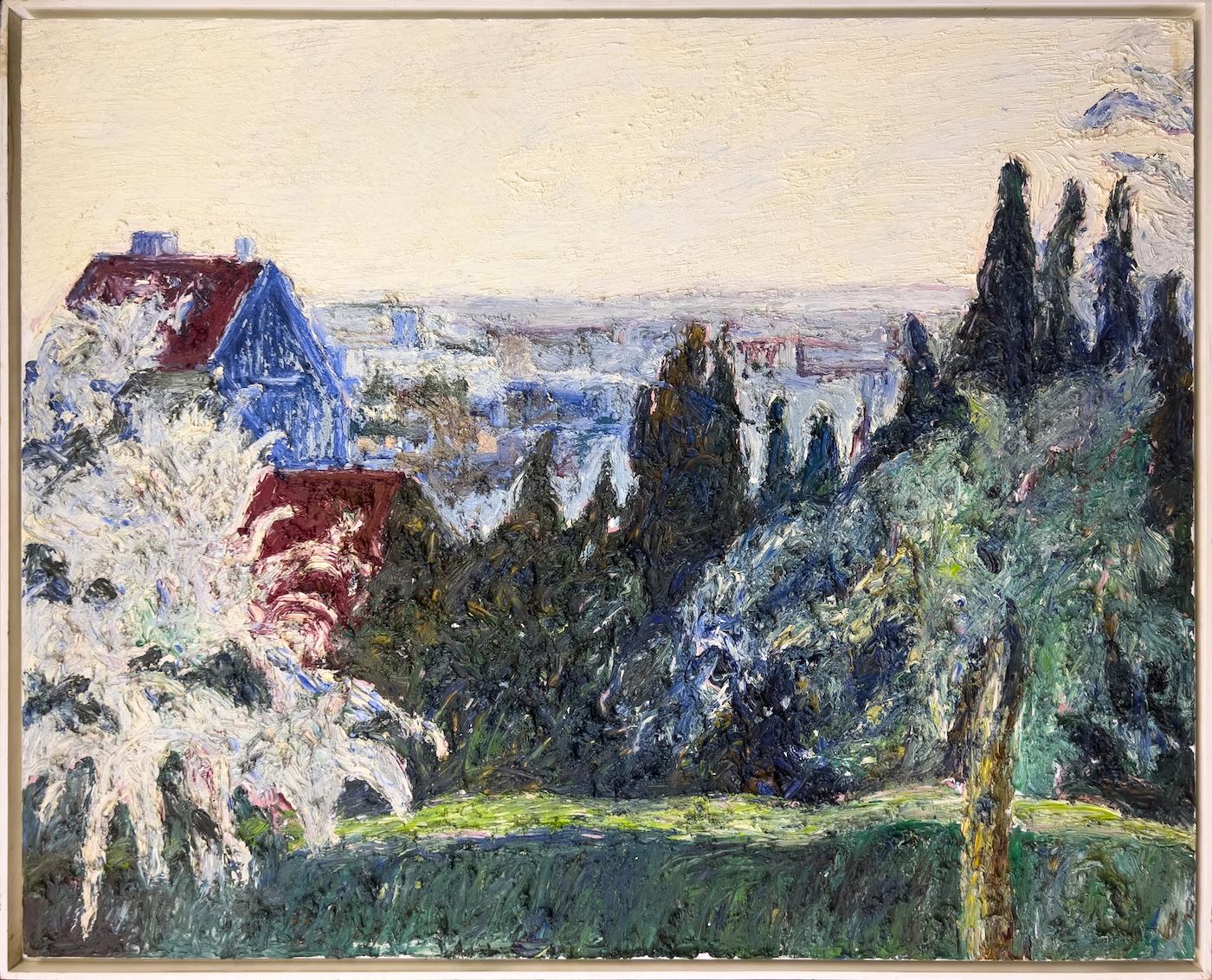 Pignon Bleu - Mareil by Hugues Pissarro dit Pomié, 1994 - Oil painting - Painting by Hugues Claude Pissarro