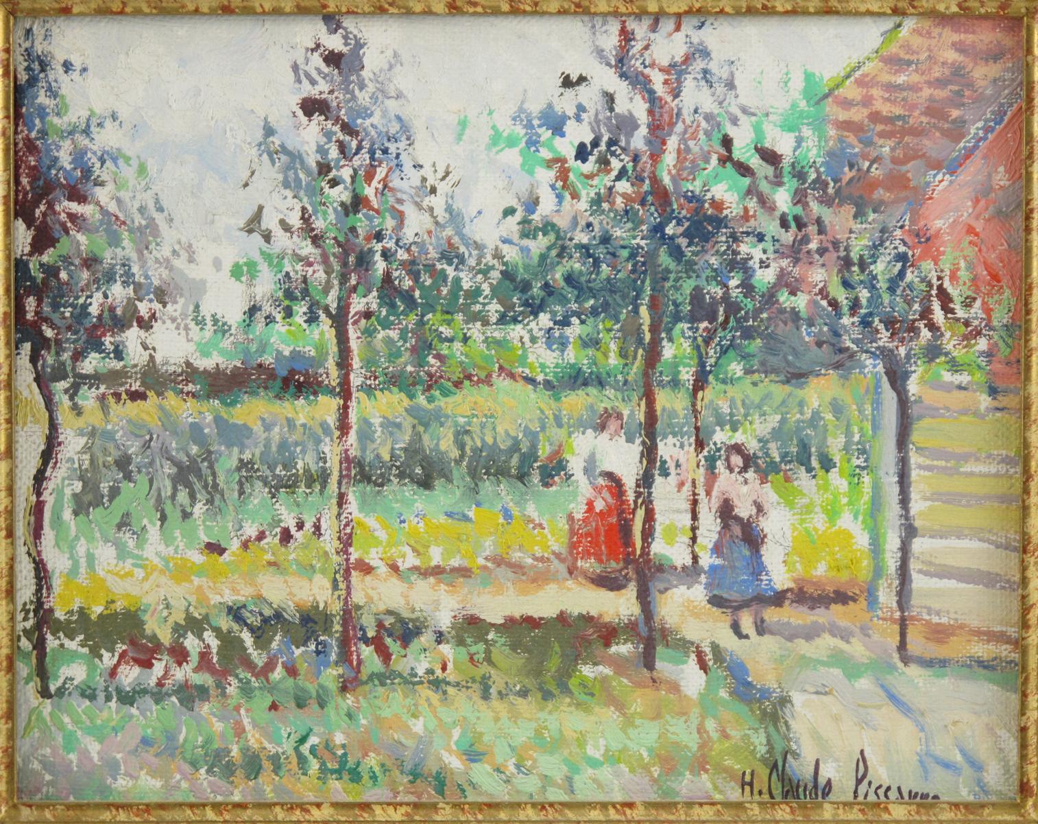 Spring in the Garden Post-Impressionist Oil on Canvas by Hugues Claude Pissarro 1