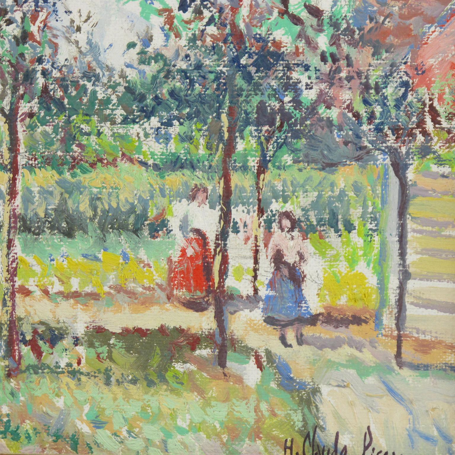 Spring in the Garden Post-Impressionist Oil on Canvas by Hugues Claude Pissarro 2