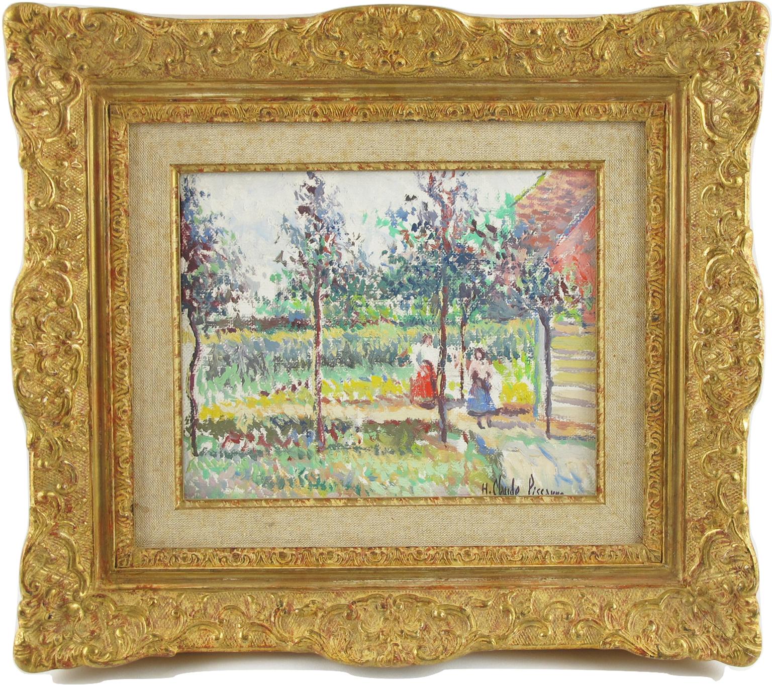 Hughes Claude Pissarro Landscape Painting - Spring in the Garden Post-Impressionist Oil on Canvas by Hugues Claude Pissarro