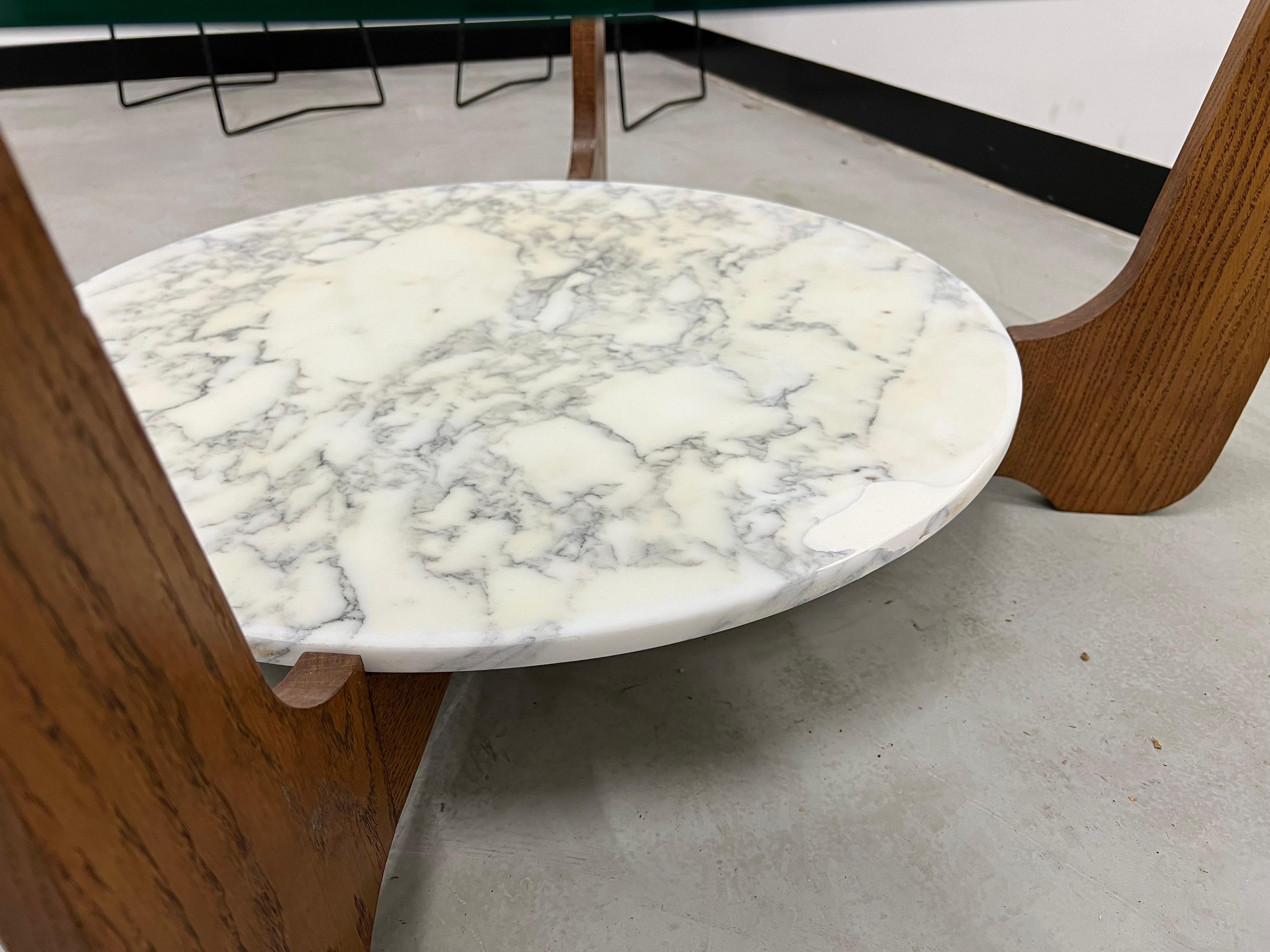 Table basse en marbre et verre Hugues Poignant Bon état - En vente à LYON, FR
