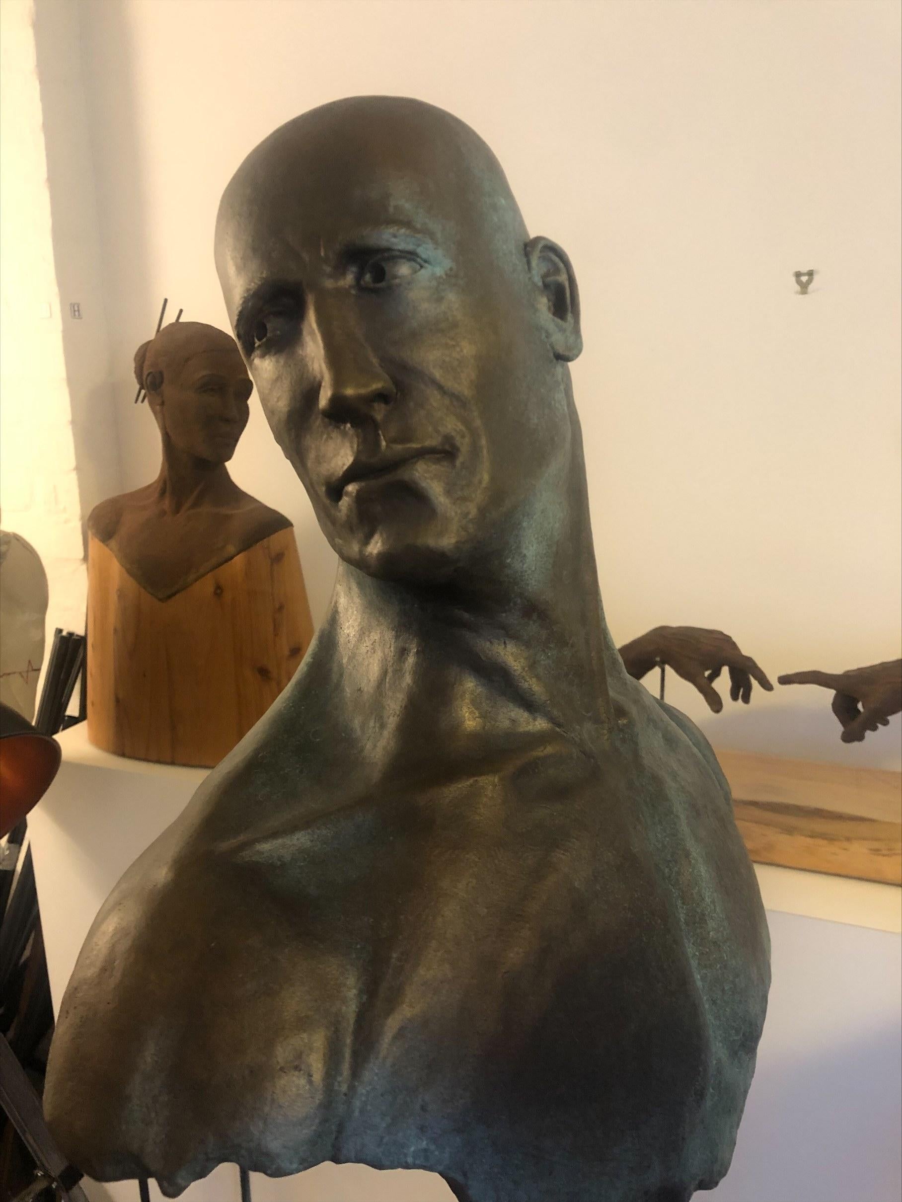 Contemporary Hugues Scheid 'French/Australian', Bronze Bust, Frontier For Sale