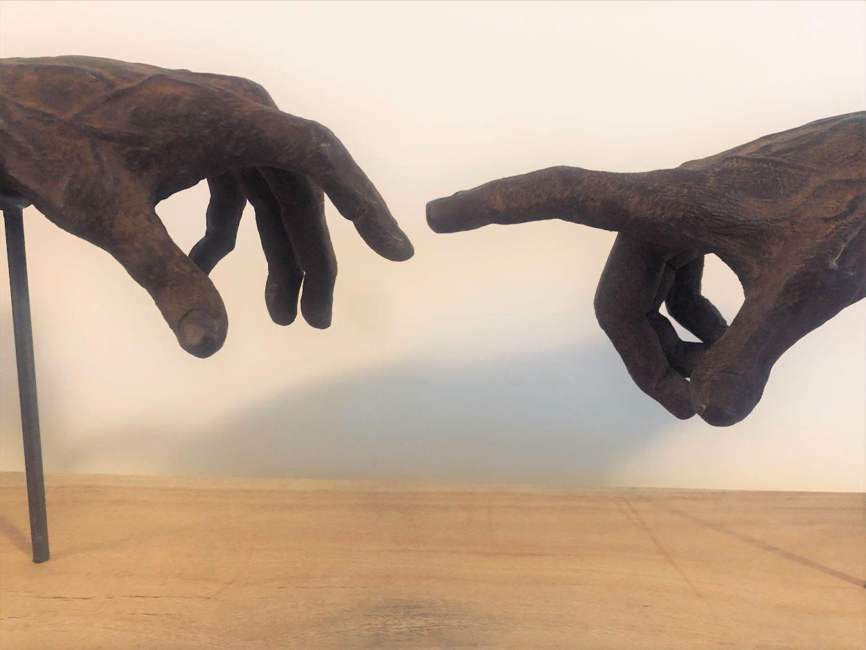 Cast Hugues Scheid 'French/Australian', Bronze Hands, Ancora Imparo For Sale