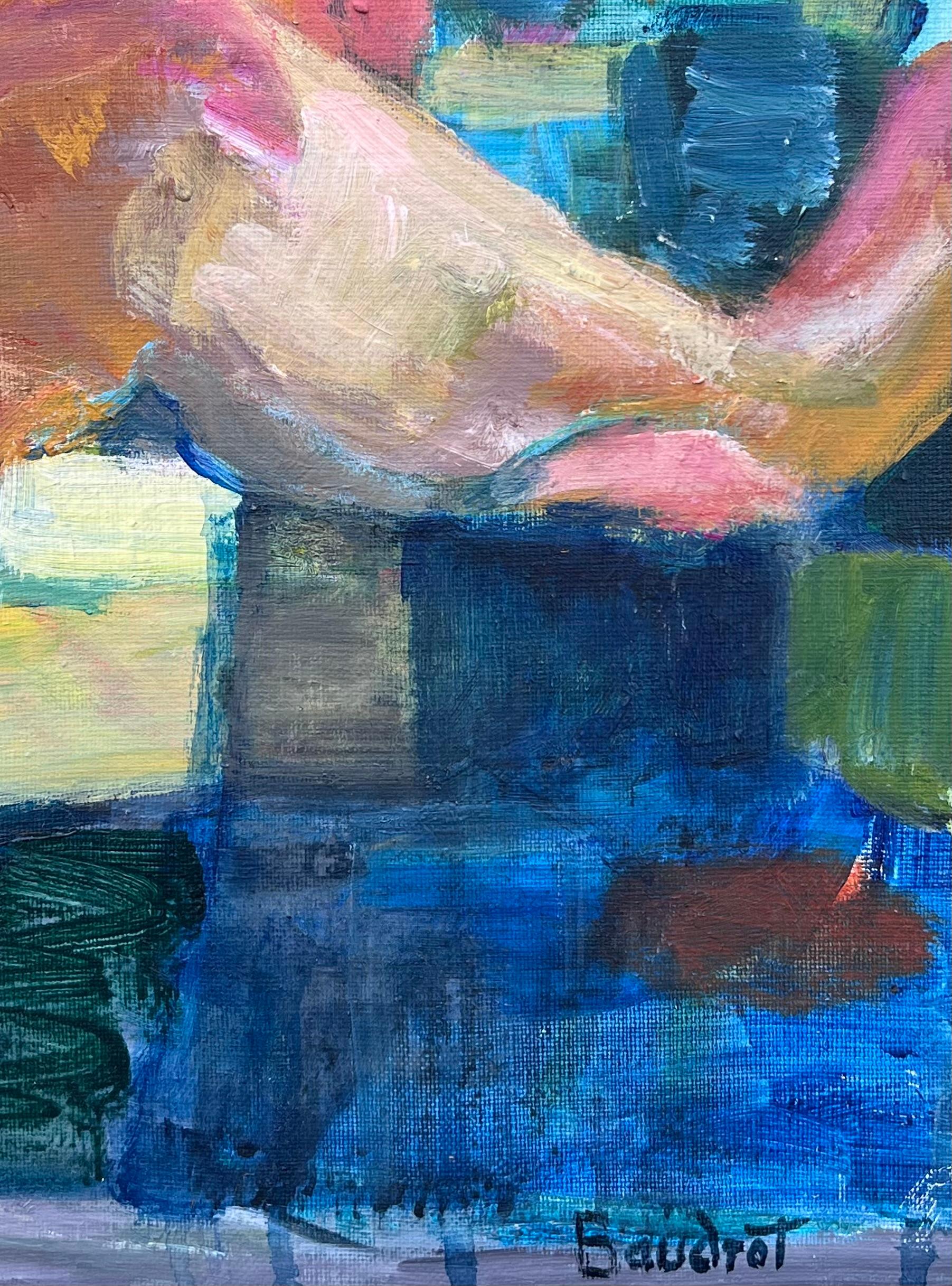 Portrait post-impressionniste français du 20e siècle d'une dame dans un intérieur coloré en vente 1