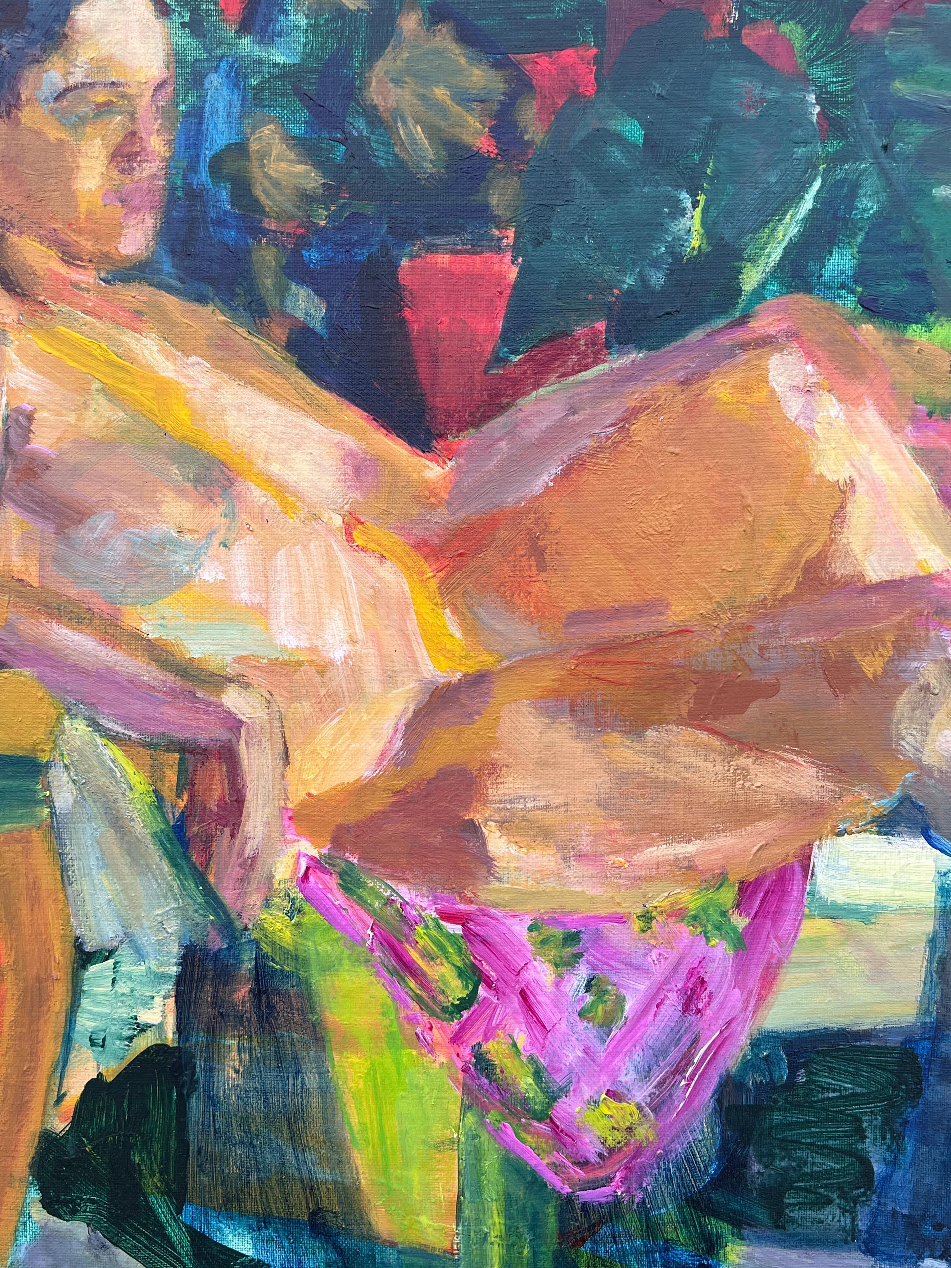 Portrait post-impressionniste français du 20e siècle d'une dame dans un intérieur coloré en vente 2