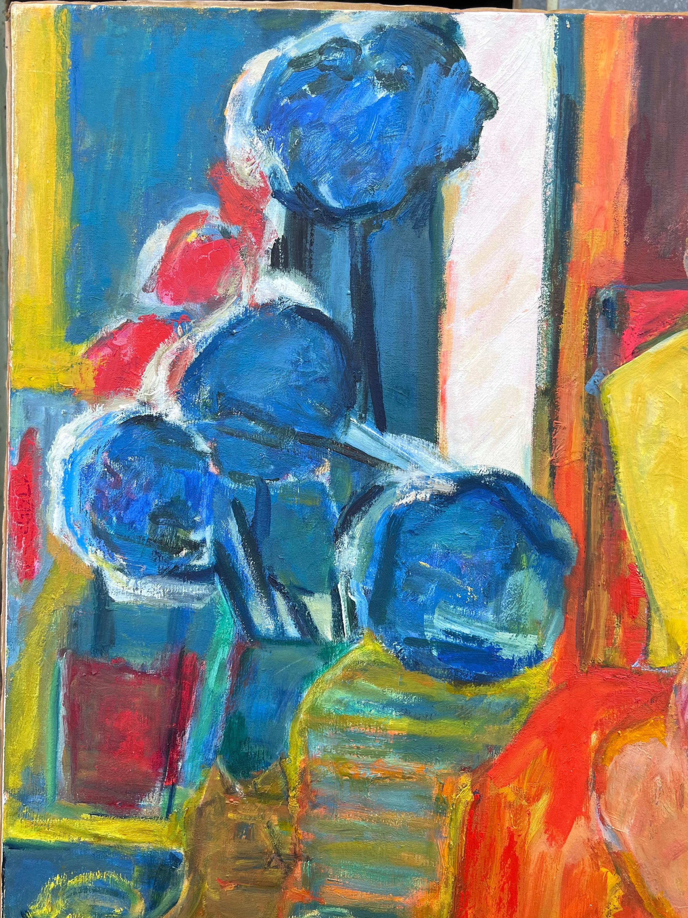 Huge 20th Century French Modernist Interior Scene Lady & Cat Matisse Inspired For Sale 1
