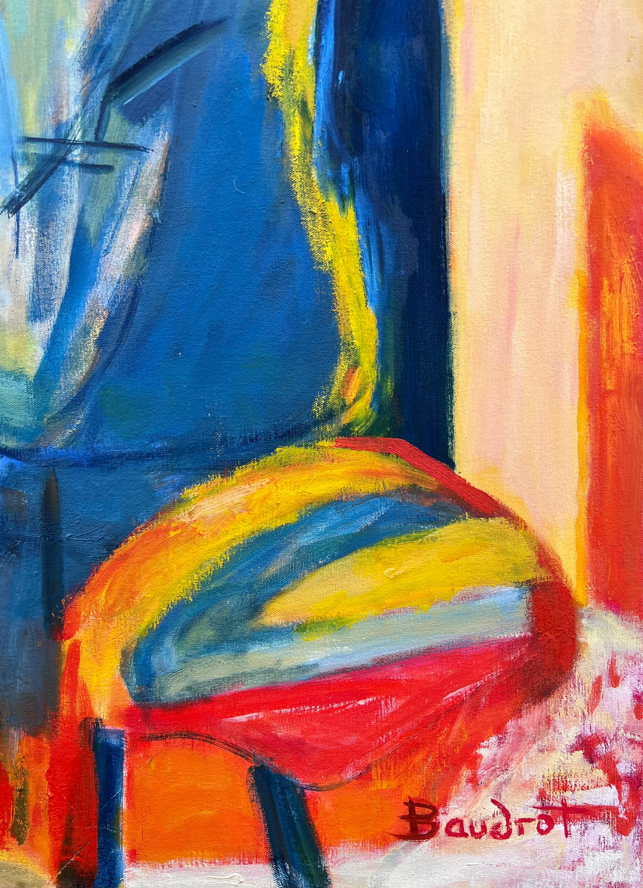 Huge 20th Century French Modernist Interior Scene Lady & Cat Matisse Inspired For Sale 3