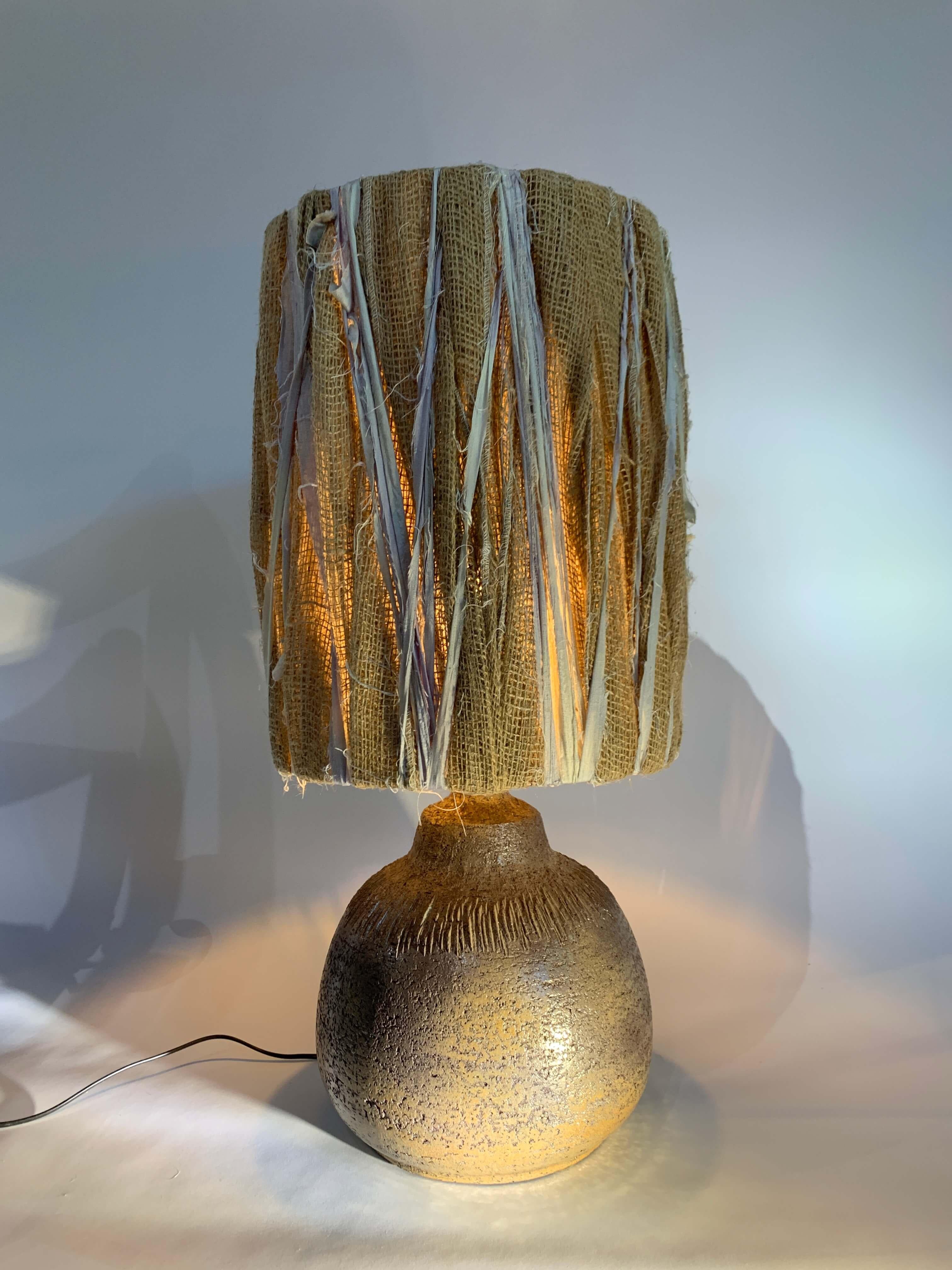 Mid-Century Modern  Large French ceramic Table Lamp, Vallauris Huguette BESSONE For Sale