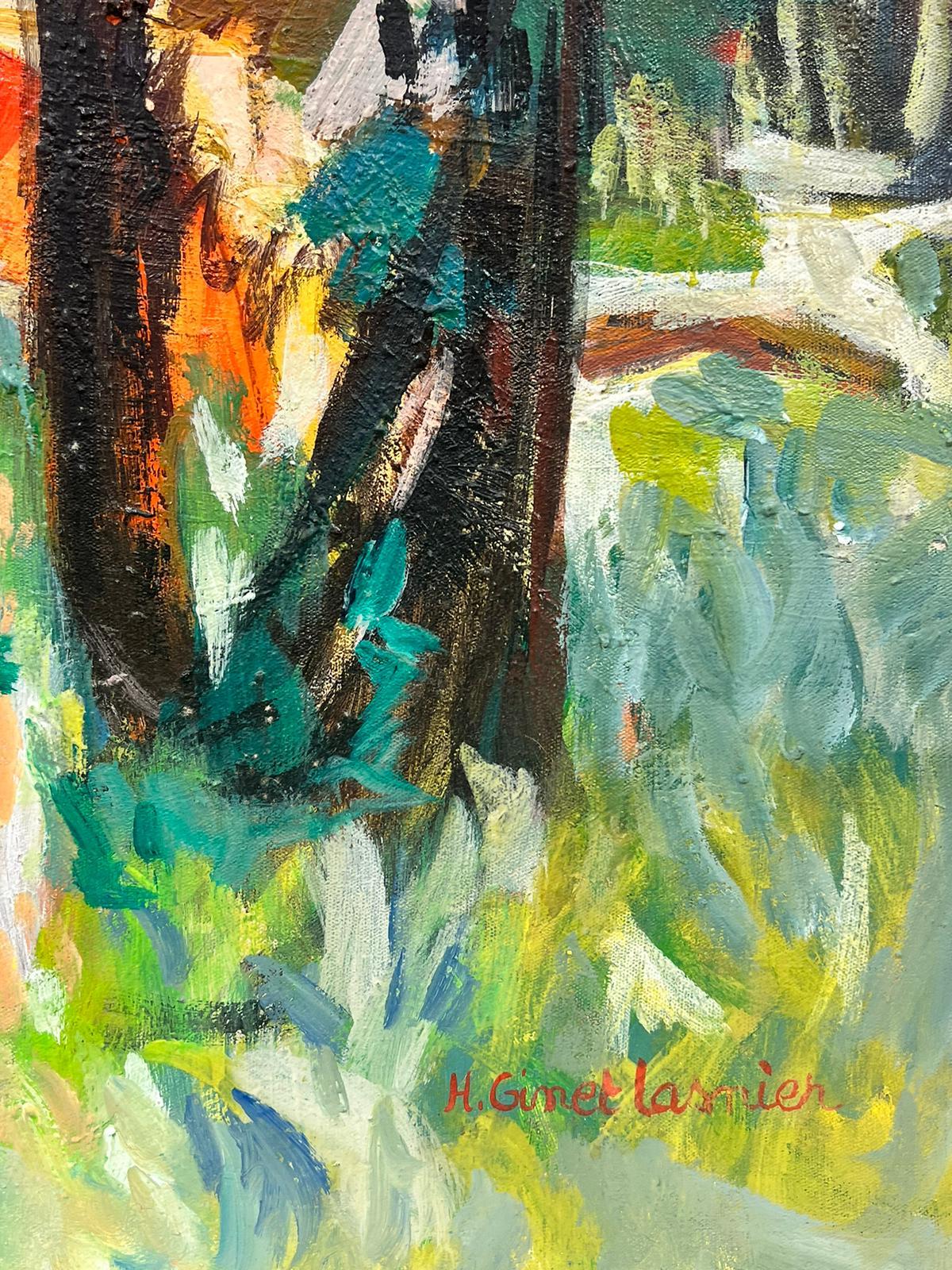 Olio del XX secolo francese post impressionista Paesaggio di alberi autunnali con luce dorata in vendita 1