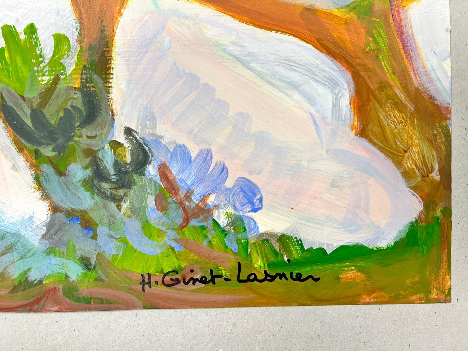 Peinture à l'huile contemporaine moderniste française - Paysage lavande et maison en Provence 5