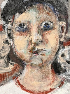 Contemporary French Modernist Painting Portrait Figures Group framed