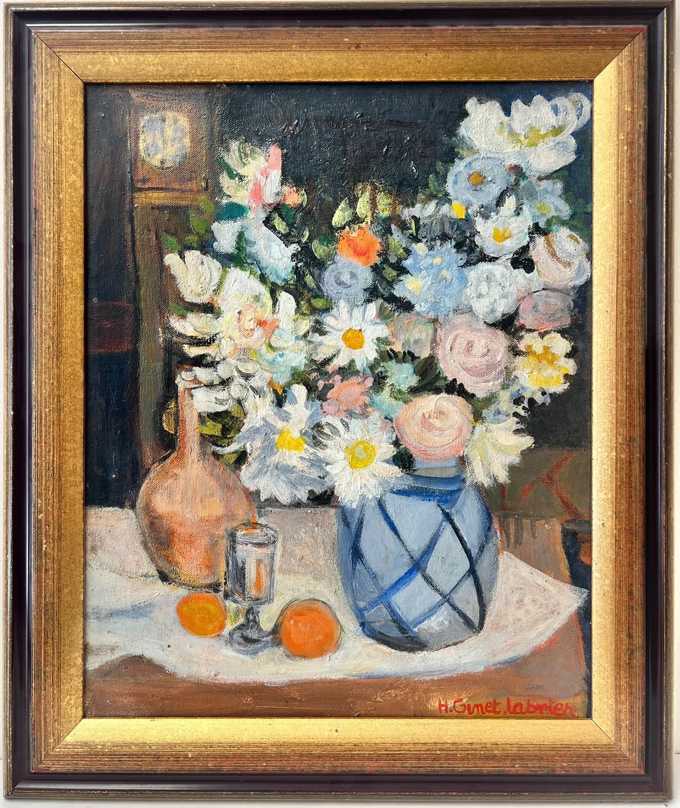 Still Life of Flowers
Huguette Ginet-Lasnier (French 1927-2020)
signed and inscribed verso
framed
oil painting on canvas
framed: 20 x 17 inches
canvas: 16 x 13 inches.
All the paintings we have for sale by this artist have come from the artists