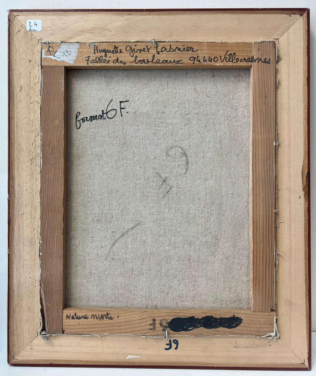Flores en jarrón Modernista francés Pintura al óleo sobre lienzo firmada y enmarcada en venta 2