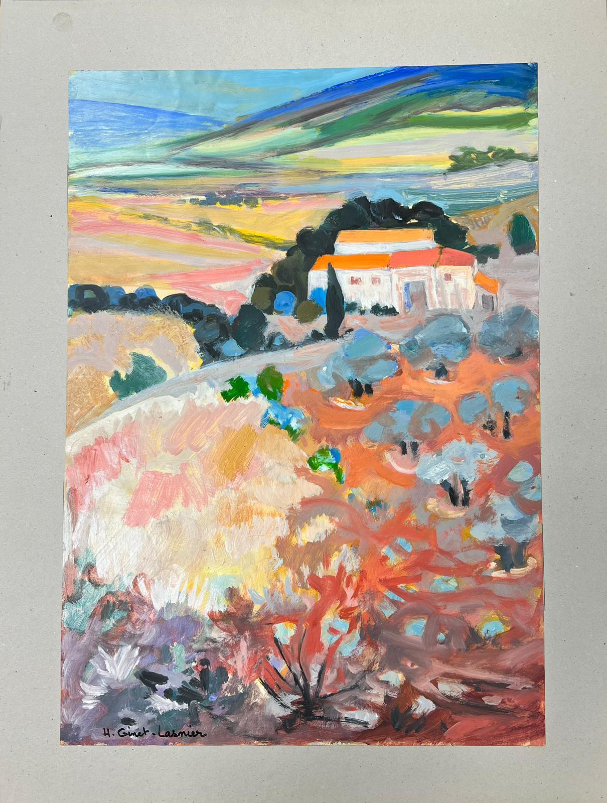 French Modernist Oil Provencal Mas Bright Color Fields Original  For Sale 3