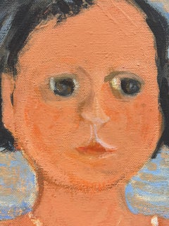 French Modernist Painting Child on the Beach with Sea