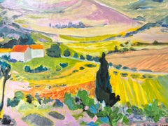 Golden Fields in Provence French Post-Impressionist Signed Oil