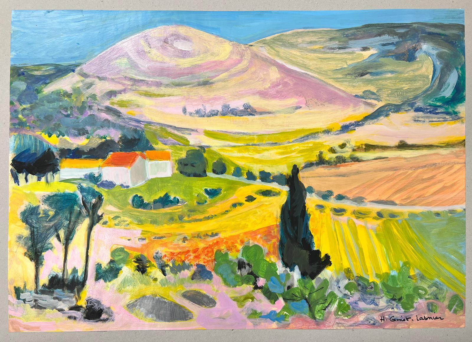 Huile signée « Golden Fields in Provence », style post-impressionniste français  - Moderne Painting par Huguette Ginet-Lasnier 