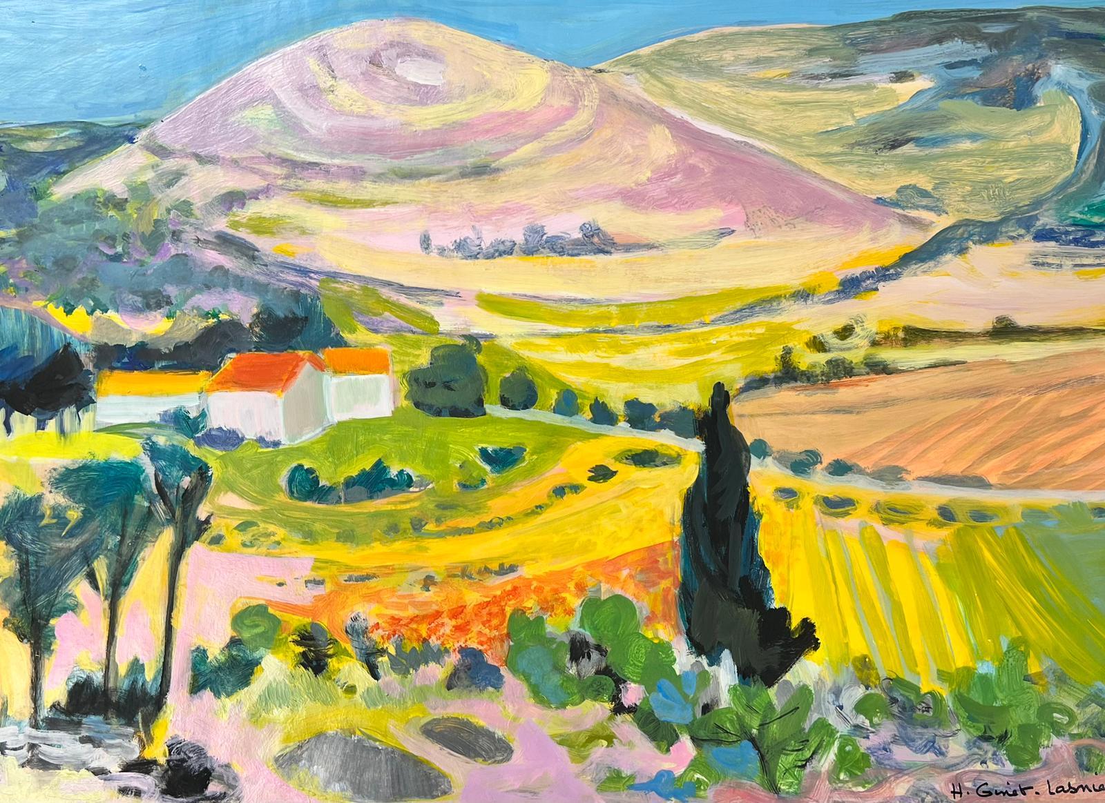 Huguette Ginet-Lasnier  Figurative Painting - Golden Fields in Provence French Post-Impressionist Signed Oil 