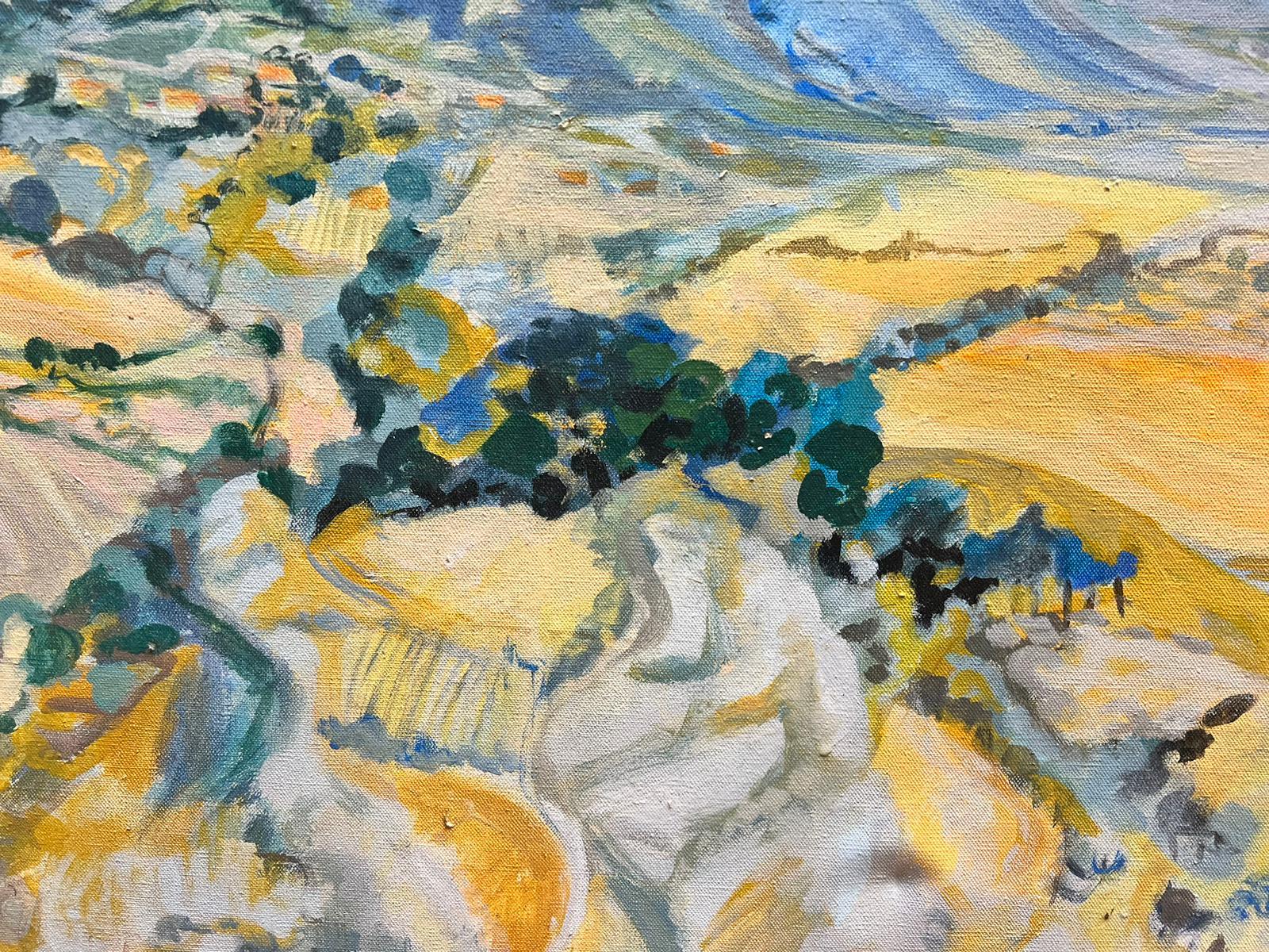 Huge French Modernist 20th Century 2 x Oil Paintings Rolling Provence Landscape For Sale 5