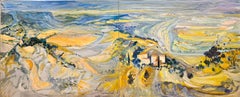 Riesige Französisch Modernist 20. Jahrhundert 2 x Ölgemälde Rolling Provence Landschaft