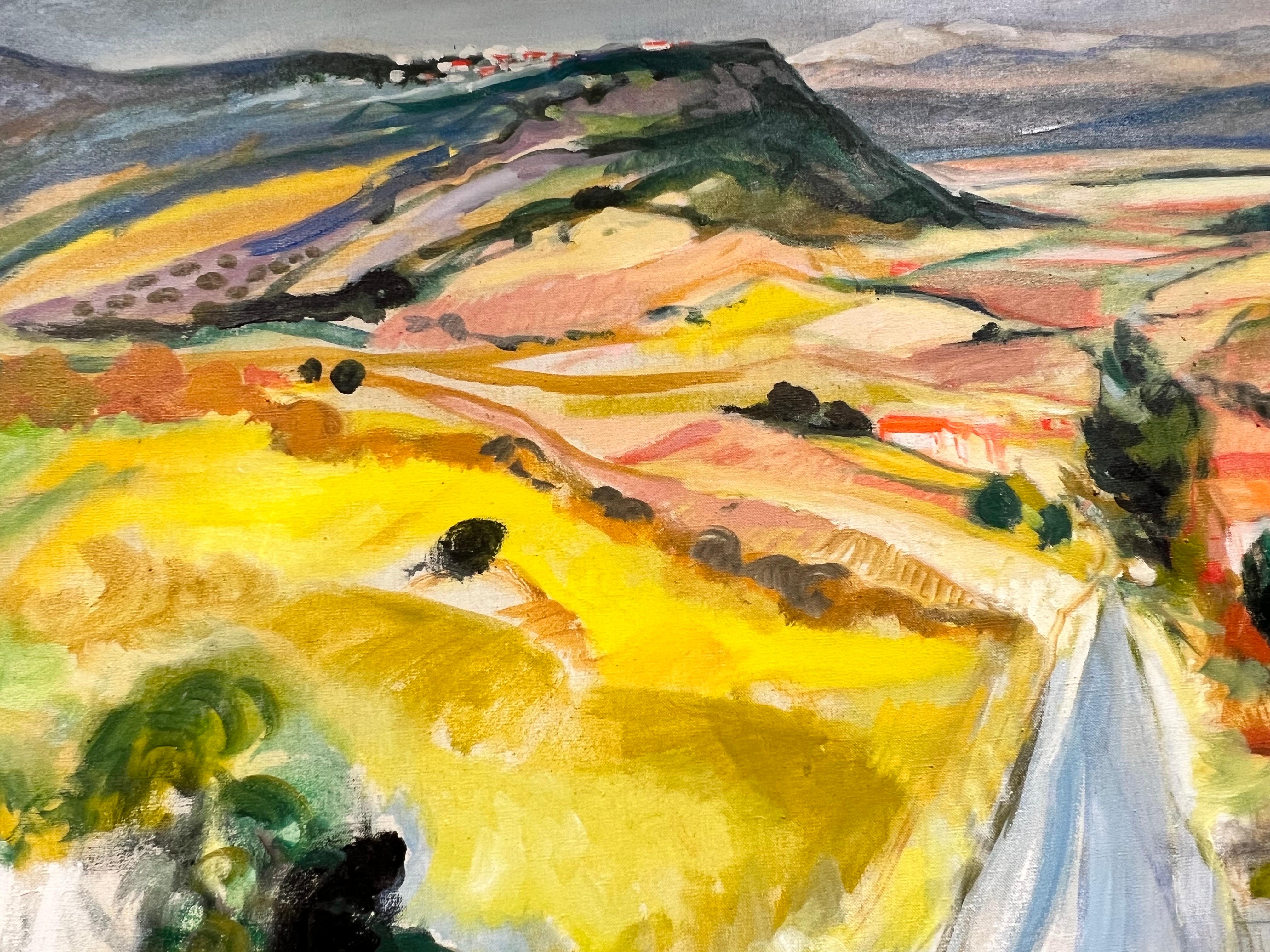 Très grande vue à l'huile signée par le moderniste français sur les champs d'or de Lurs en Provence en vente 6