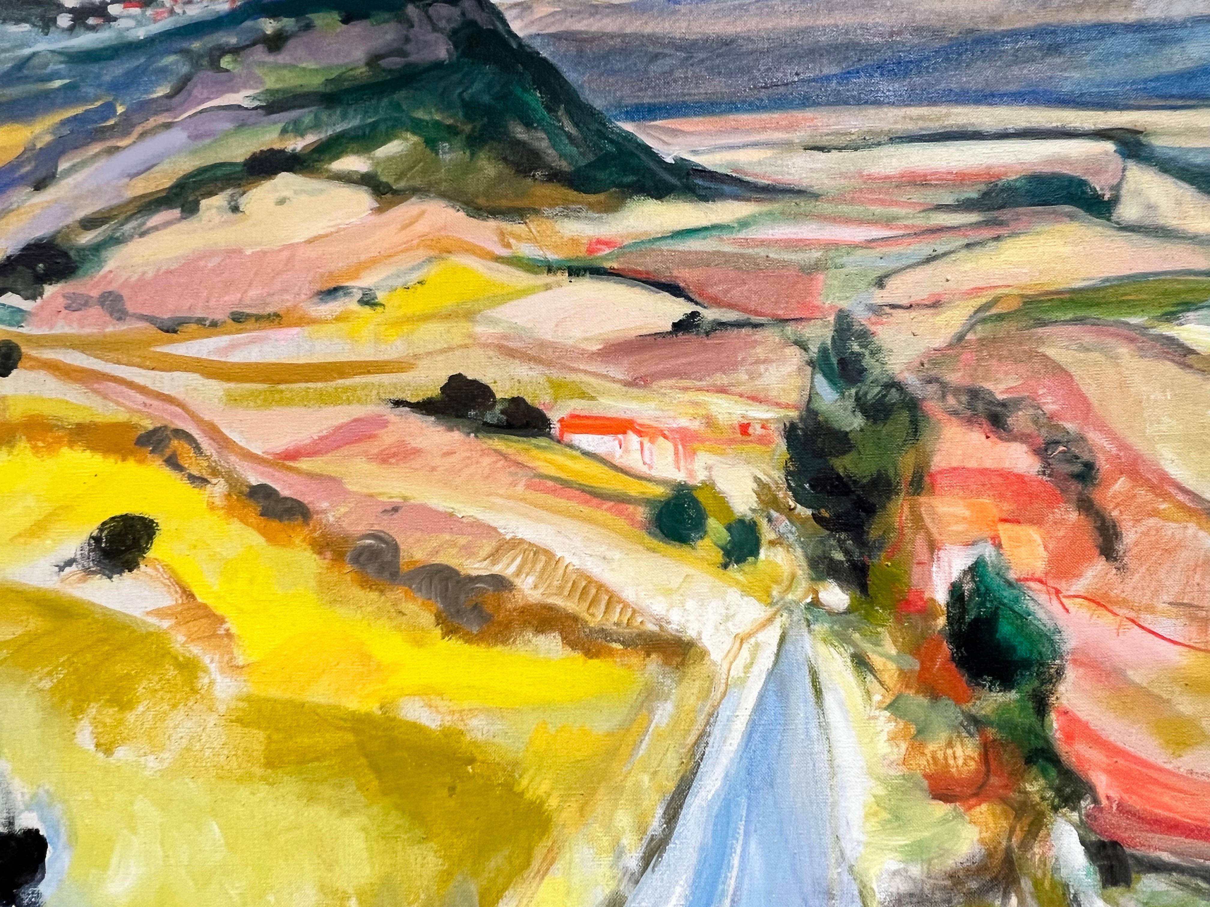 Très grande vue à l'huile signée par le moderniste français sur les champs d'or de Lurs en Provence en vente 1
