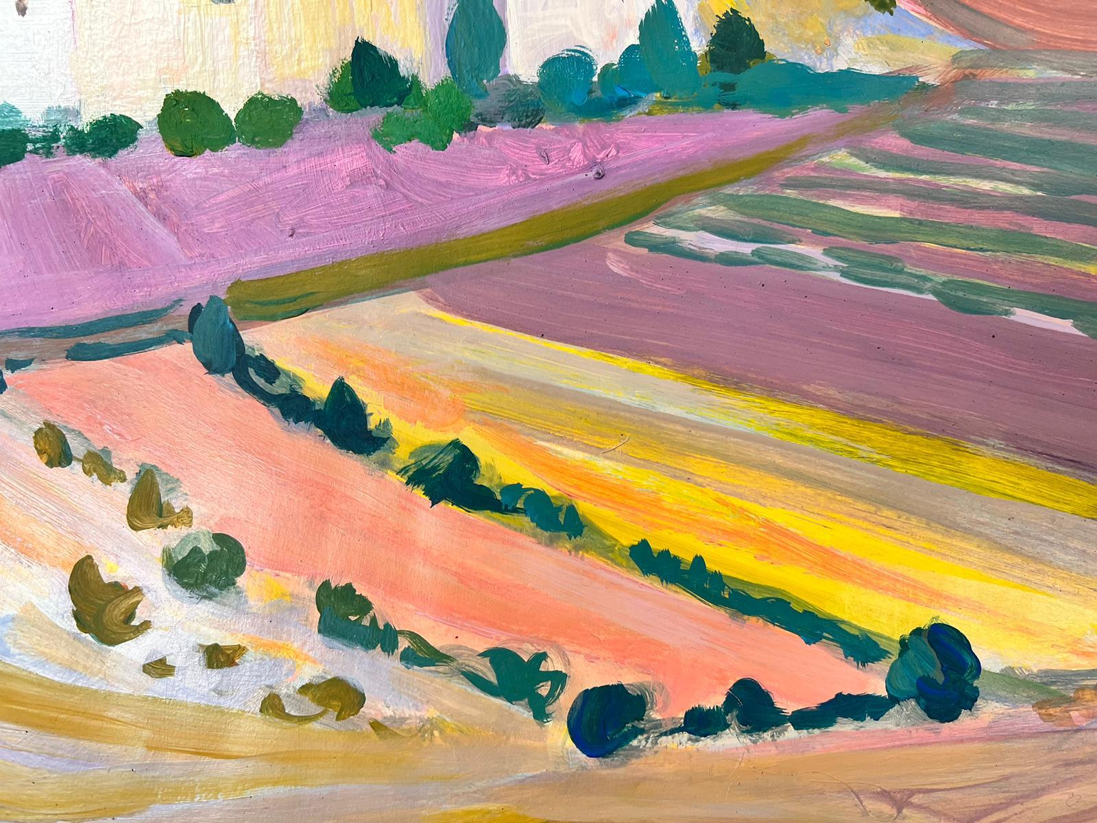 Les champs lavandes de Provence - Grande peinture contemporaine française moderniste en vente 1