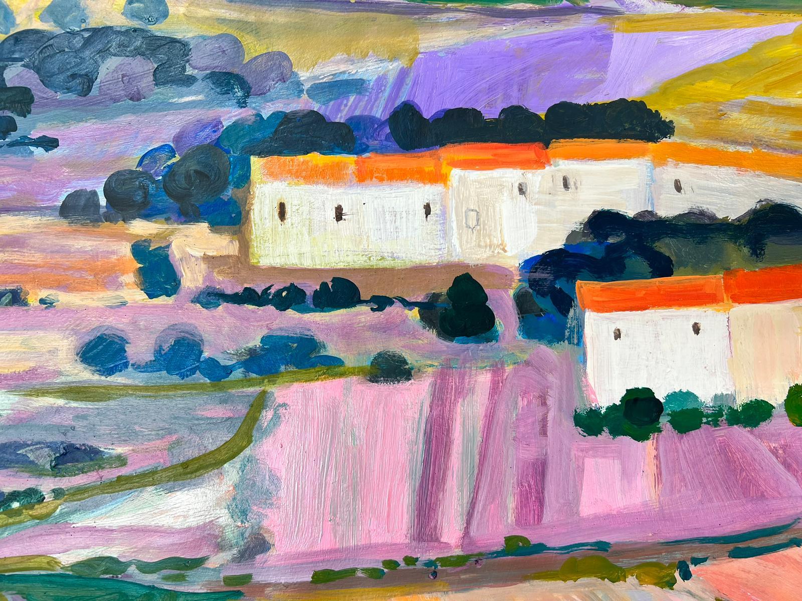 Les champs lavandes de Provence - Grande peinture contemporaine française moderniste en vente 2