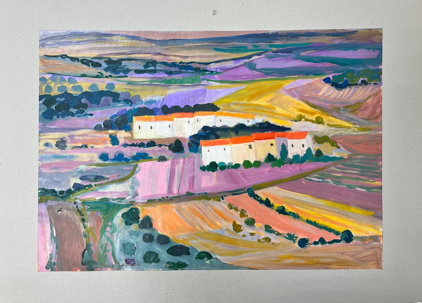 Les champs lavandes de Provence - Grande peinture contemporaine française moderniste en vente 4