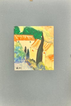 Provence Landscape Old Houses Cypress Tree French Modernist Painting