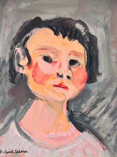 Portrait contemporain français signé d'une femme à la recherche de Rosy