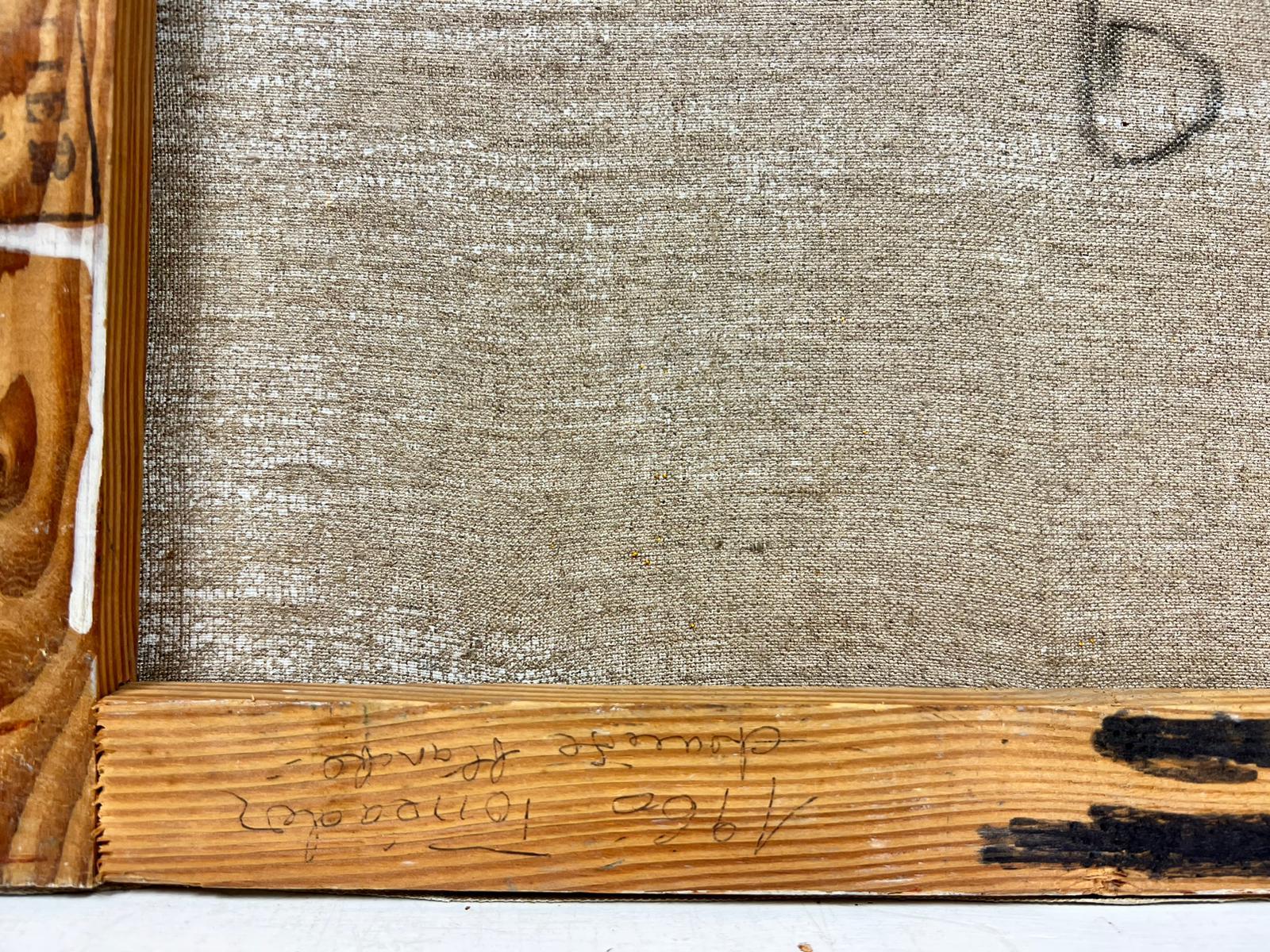 Le combat du taureau avec le taureau dans l'anneau, peinture à l'huile moderniste française signée 2