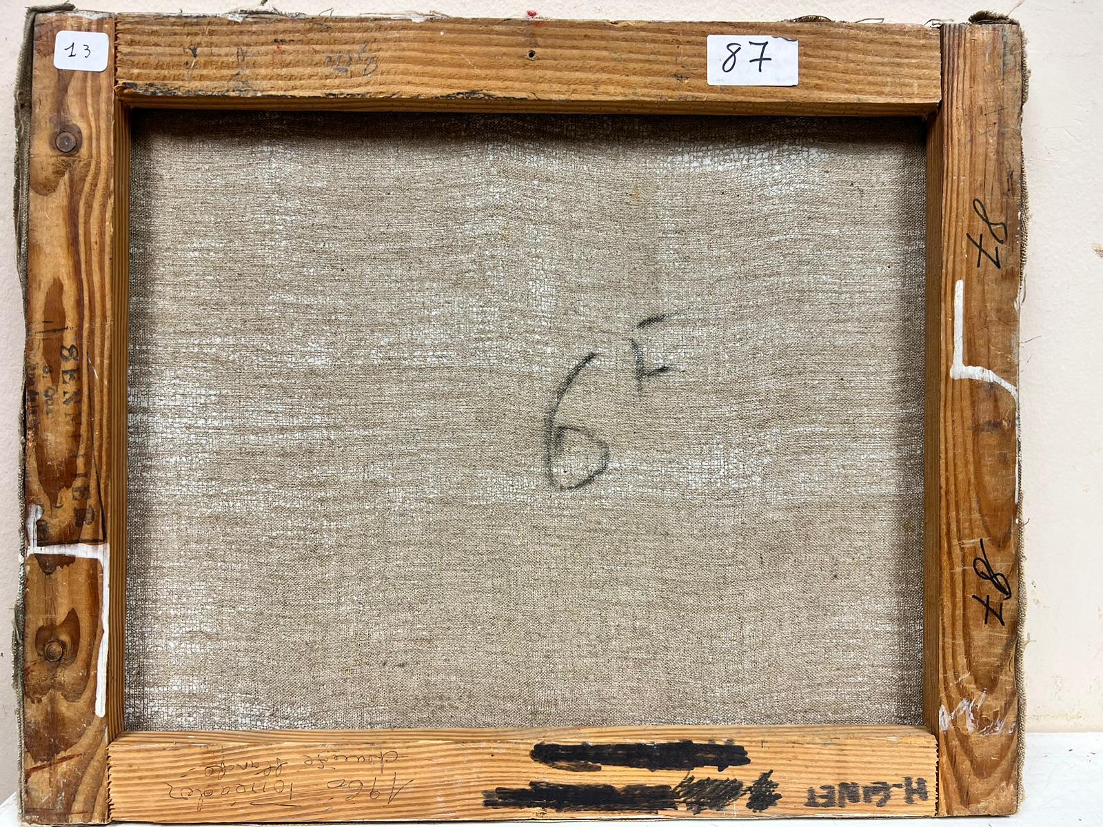 Le combat du taureau avec le taureau dans l'anneau, peinture à l'huile moderniste française signée 3