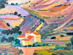 La Valle del Luberon Provenza Superbo dipinto modernista francese firmato