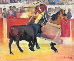 The Matador Bullfight on Horseback French Modernist Oil Painting
