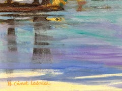 Turquoise Blue Sea French Modernist Seascape Oil Painting