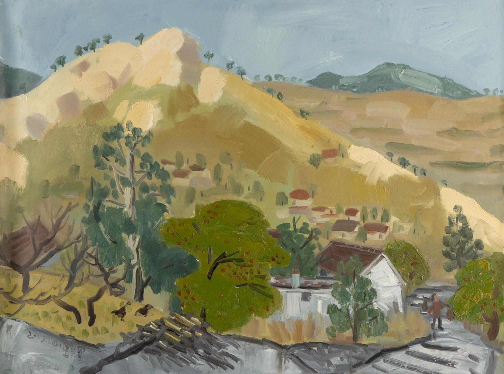 Hui Sheng-Landschaft, Original, Öl auf Leinwand, „Hometown In Spring“