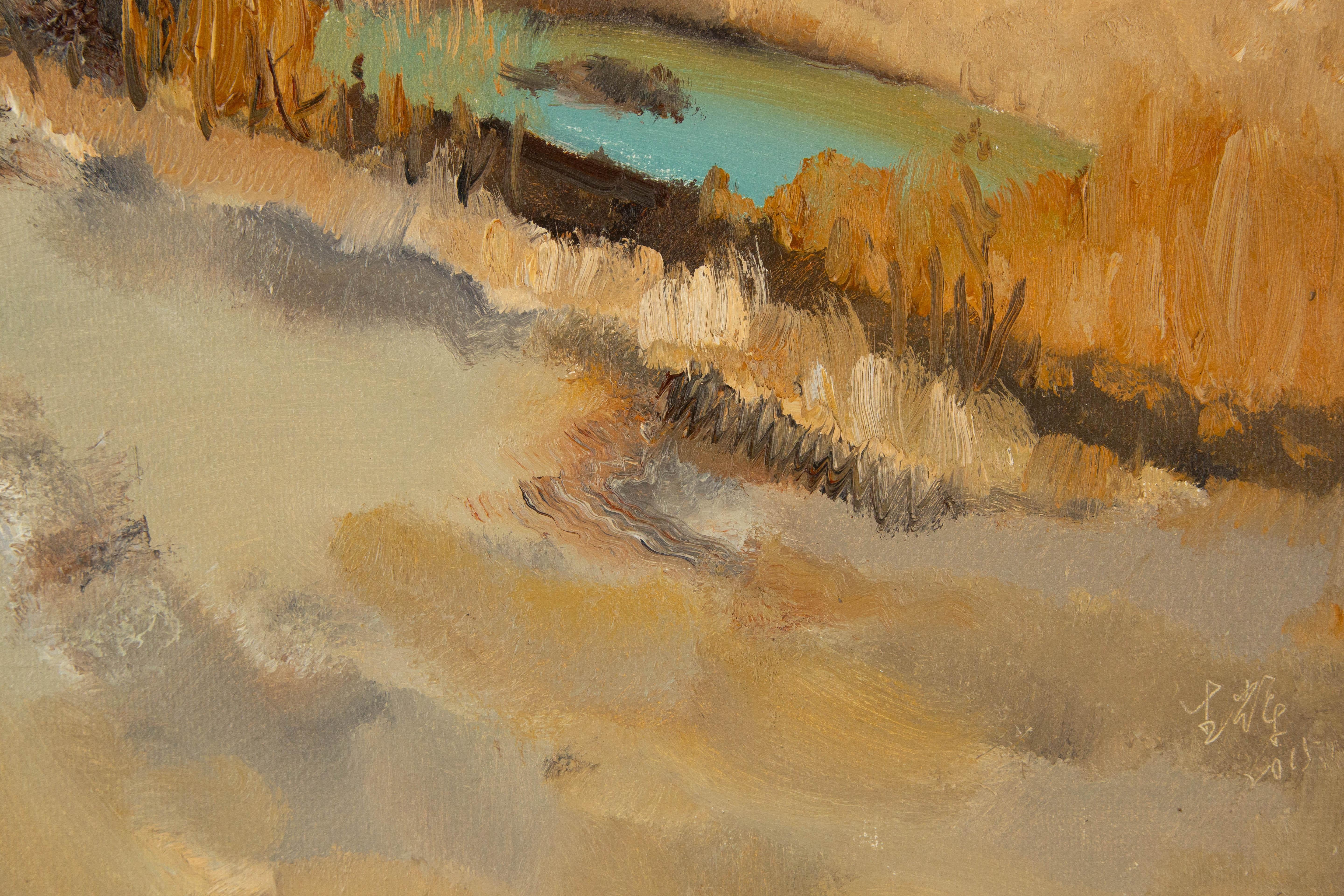 Hui Sheng Landschaft, Original, Ölgemälde auf Leinwand, „Little Pond“ im Angebot 4