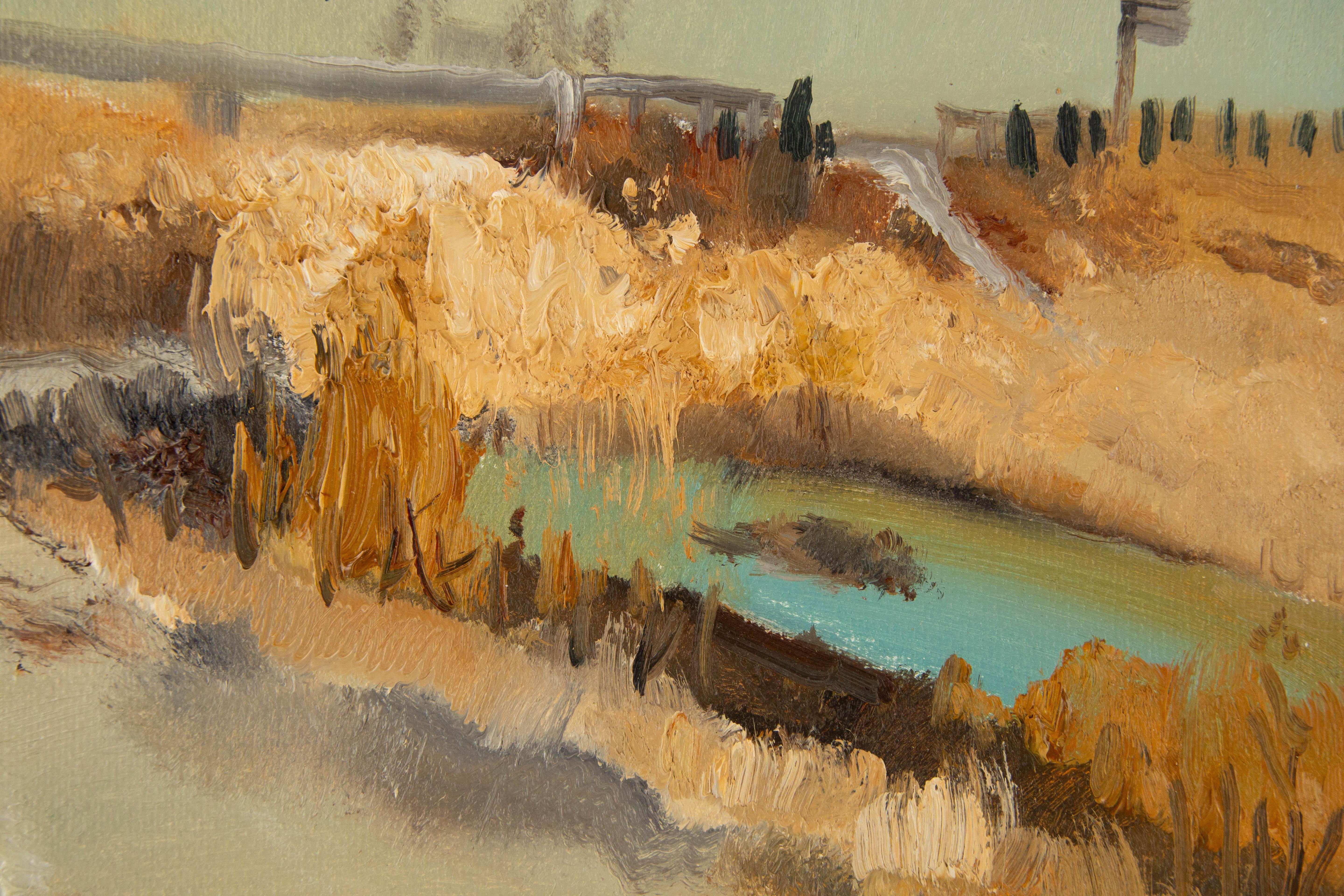 Hui Sheng Landschaft, Original, Ölgemälde auf Leinwand, „Little Pond“ im Angebot 5