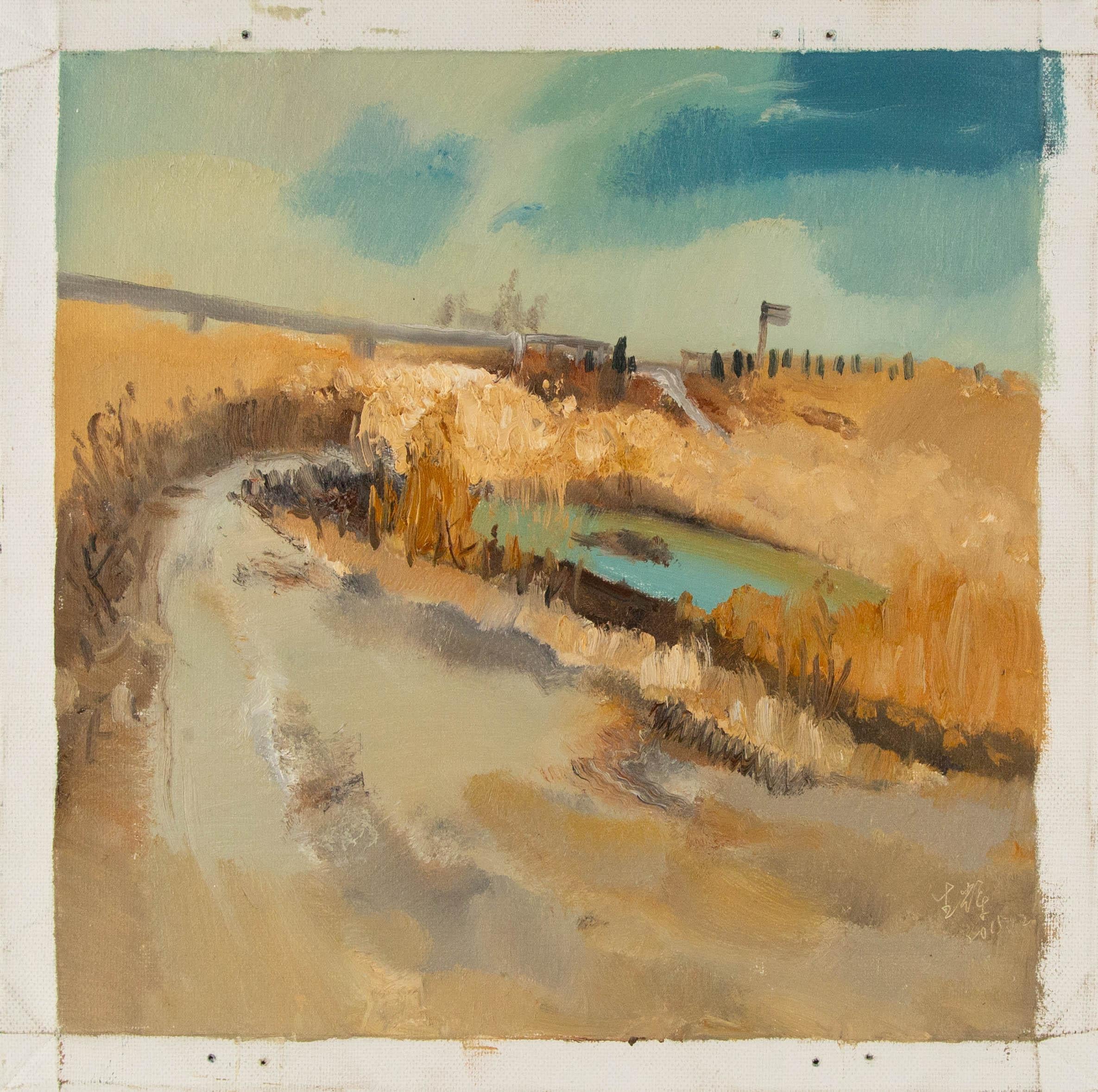 Hui Sheng Landschaft, Original, Ölgemälde auf Leinwand, „Little Pond“ im Angebot 7