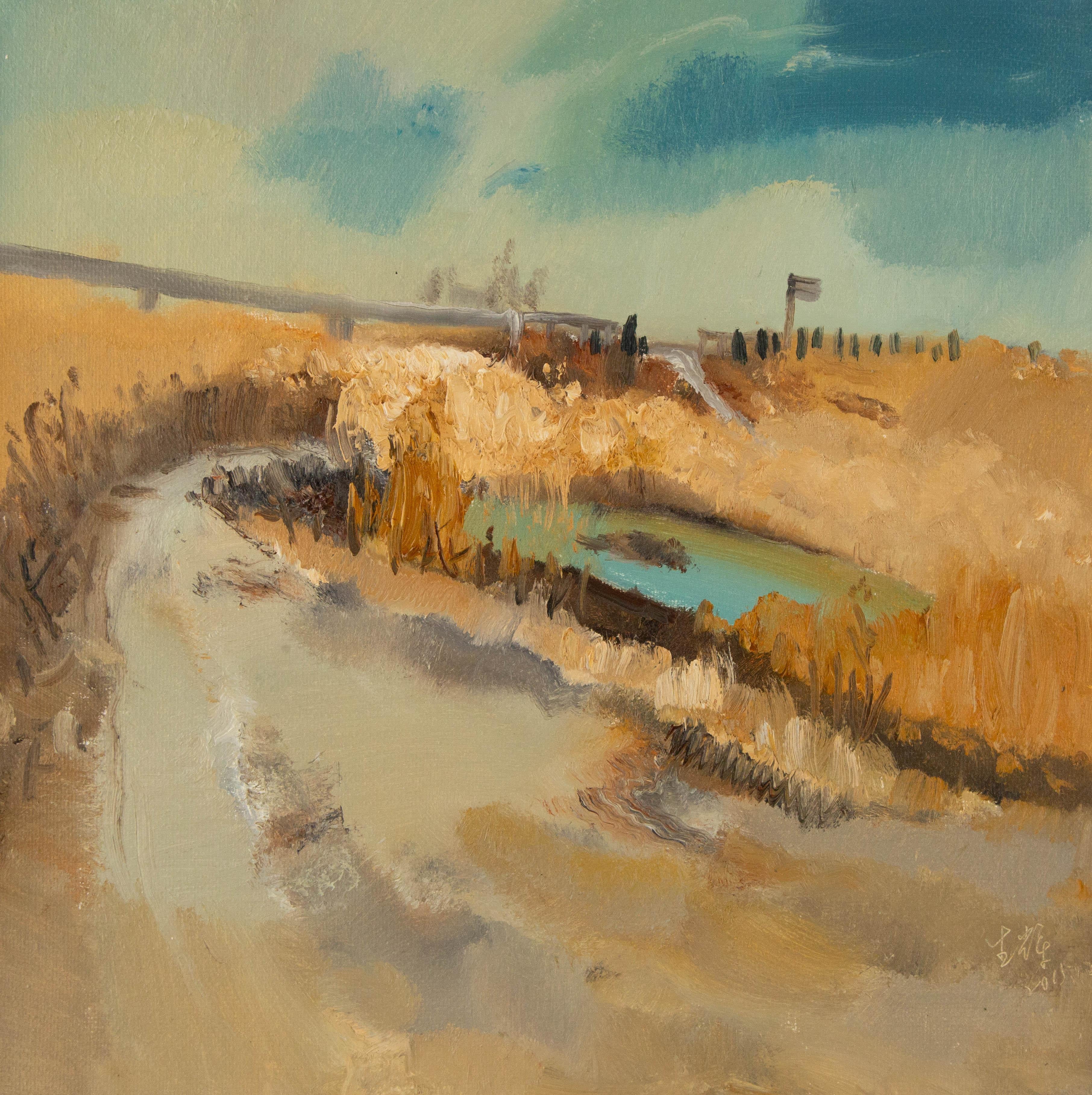 Hui Sheng Landschaft, Original, Ölgemälde auf Leinwand, „Little Pond“