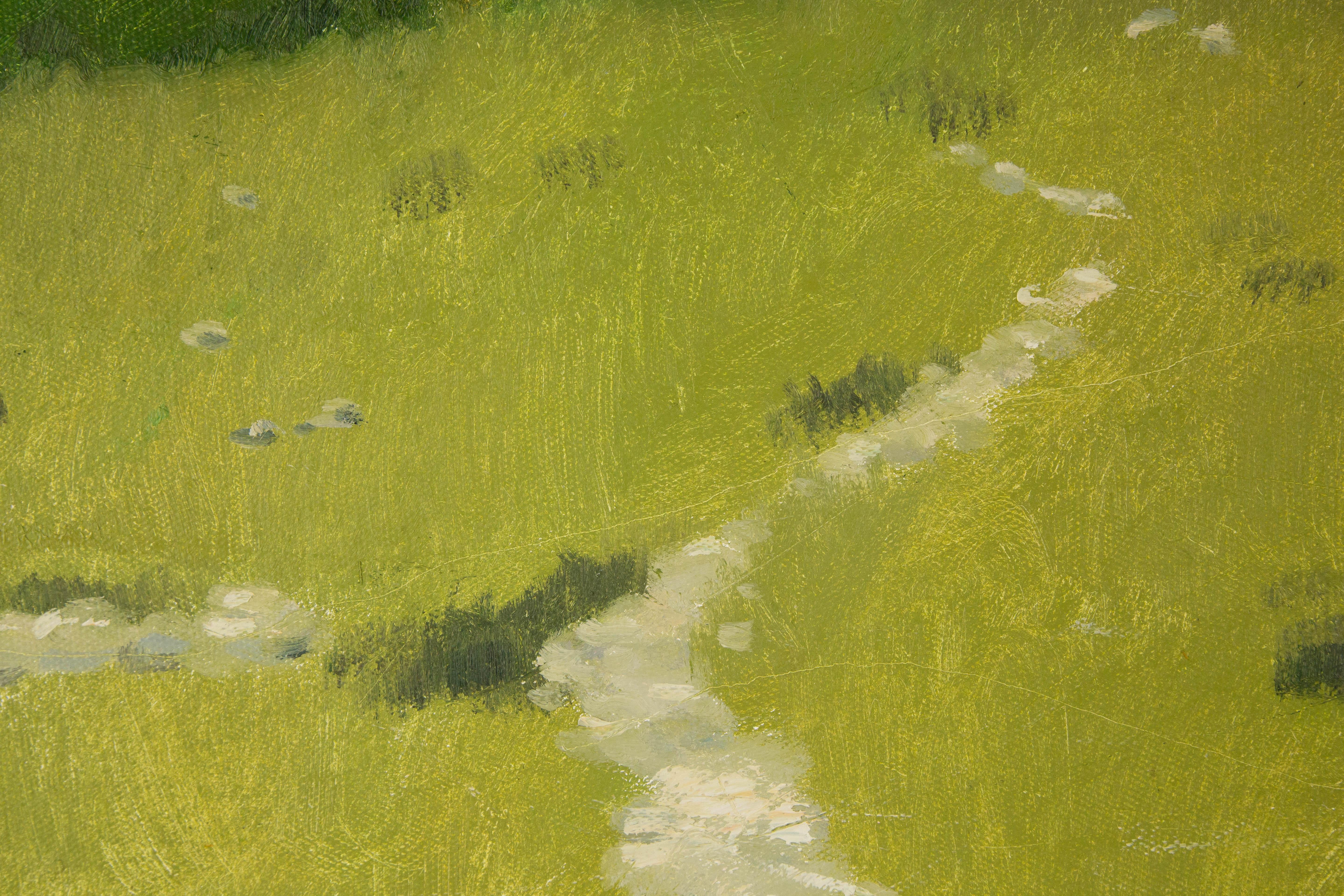 Huile sur toile originale de paysage Hui Sheng « Meadow » en vente 5