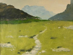 Hui Sheng Landscape Original Oil On Canvas "Meadow"