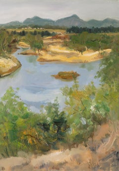 Hui Sheng Landscape Original Oil Painting "Riverside"
