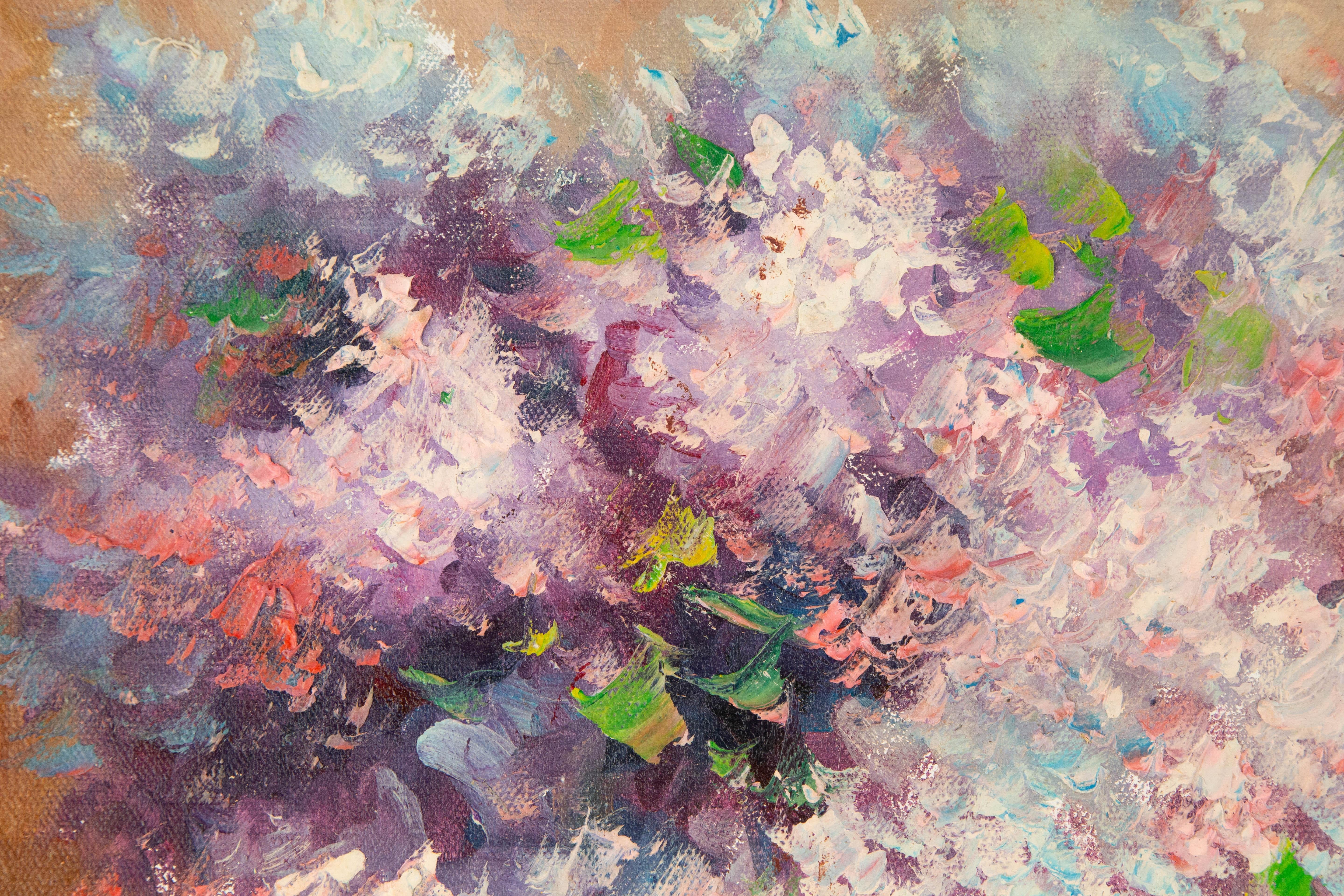 Hui Sun Stillleben Original Öl auf Leinwand „Purple Melody“ im Angebot 1