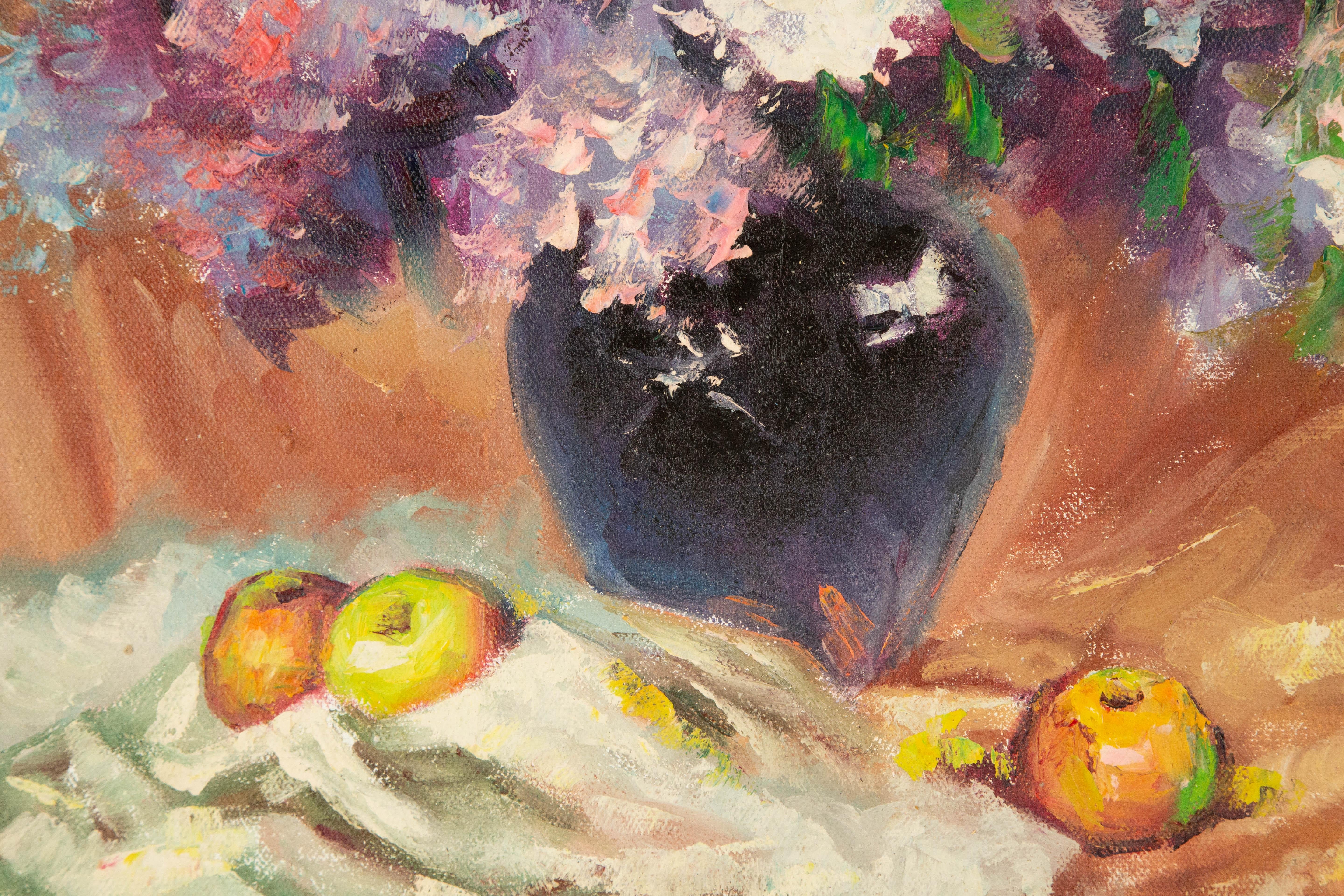 Hui Sun Stillleben Original Öl auf Leinwand „Purple Melody“ im Angebot 2