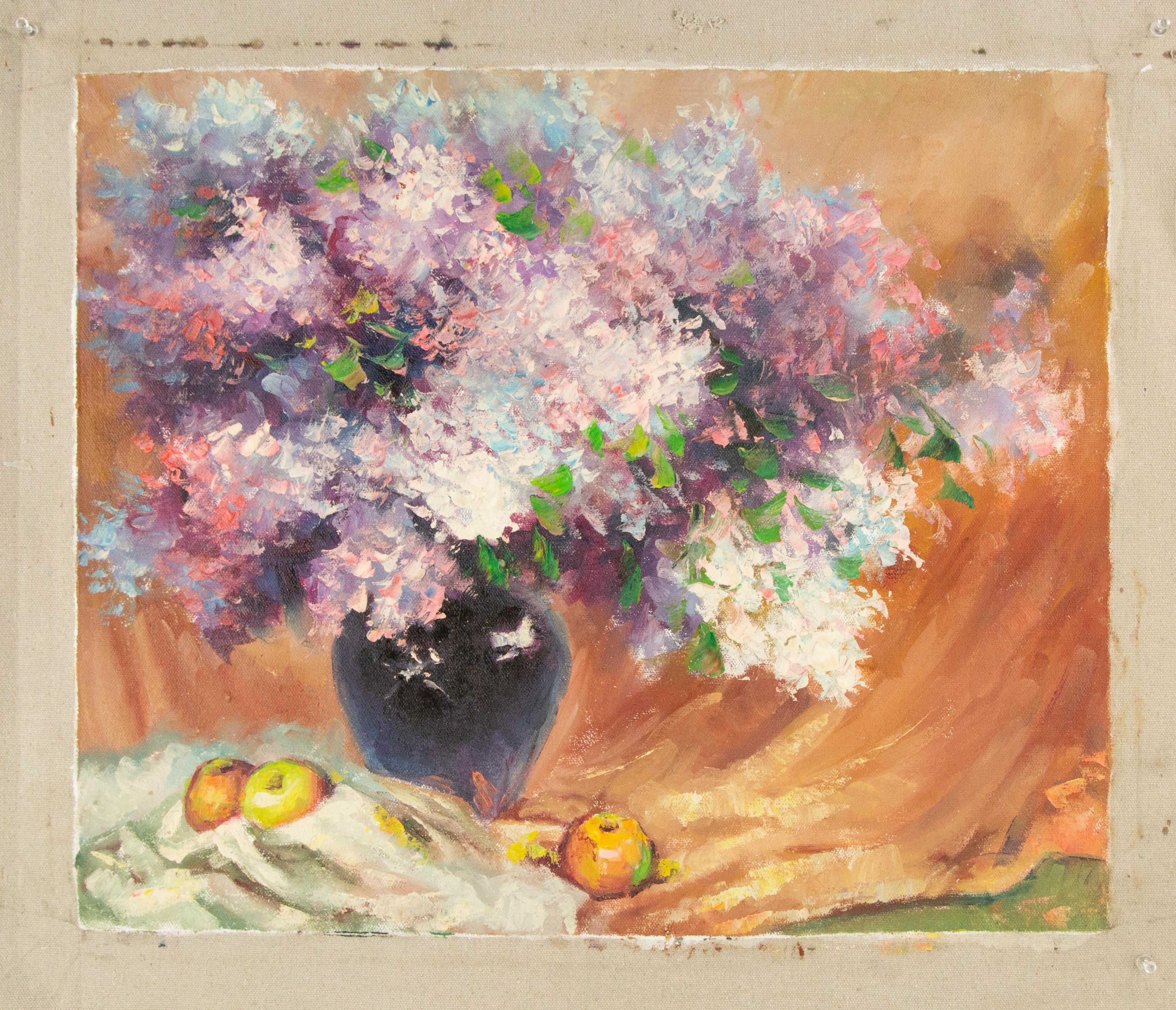 Hui Sun Stillleben Original Öl auf Leinwand „Purple Melody“ im Angebot 7