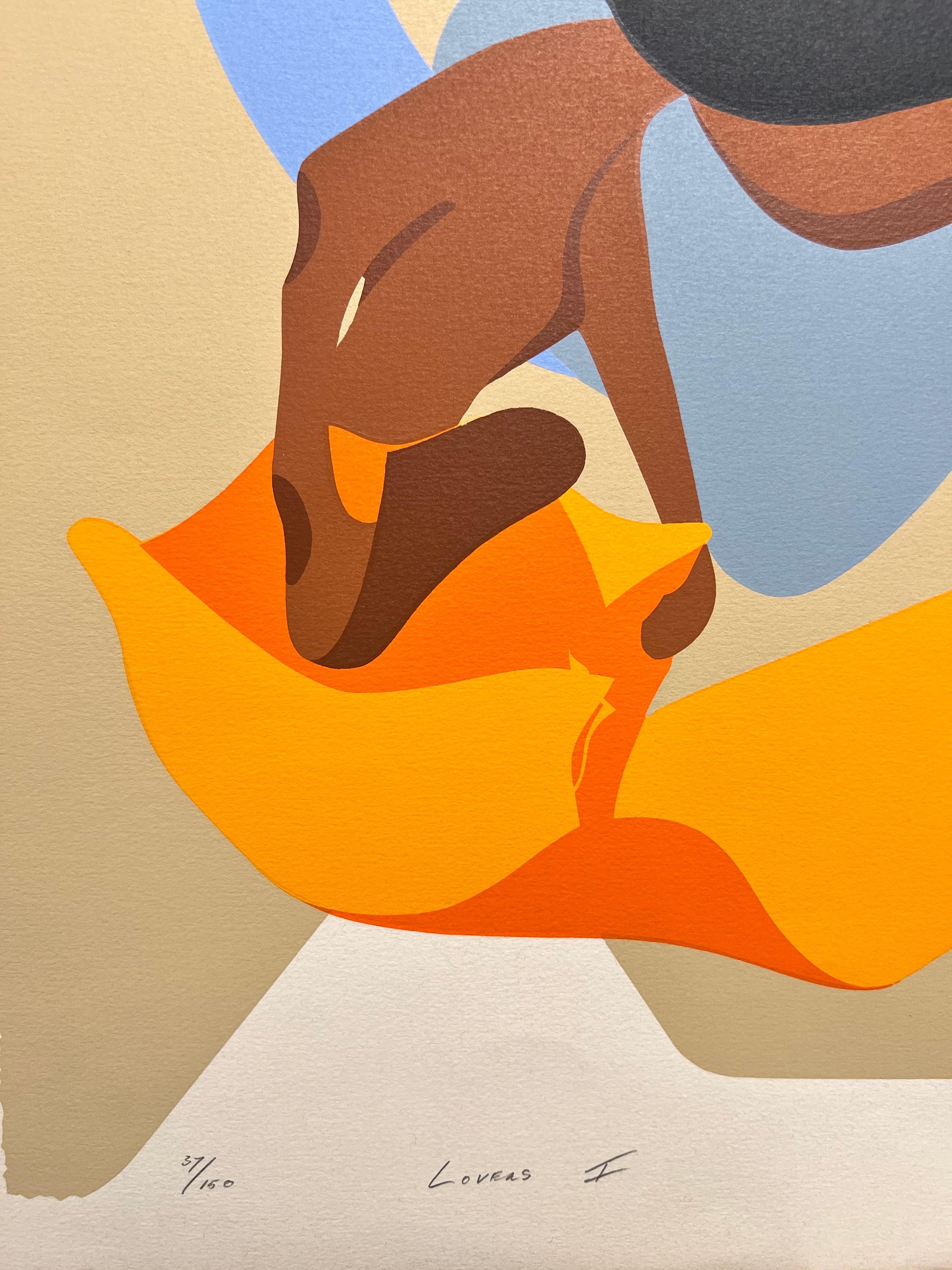 Lovers - Beige Figurative Print by Huibert Sabelis